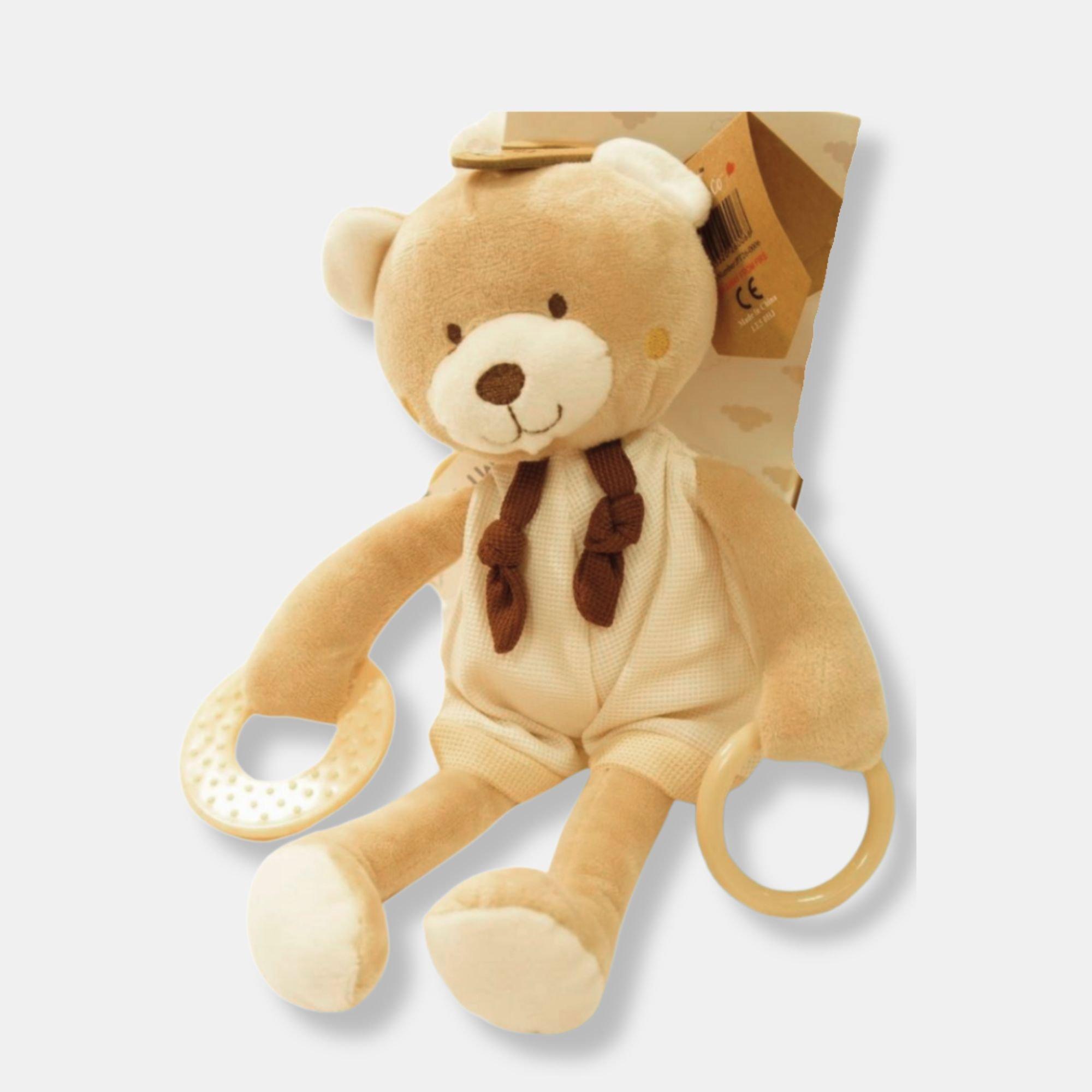 Taupe - Cute and Co - & Co Activity Bear with Large Clip Teether and Ring - 2