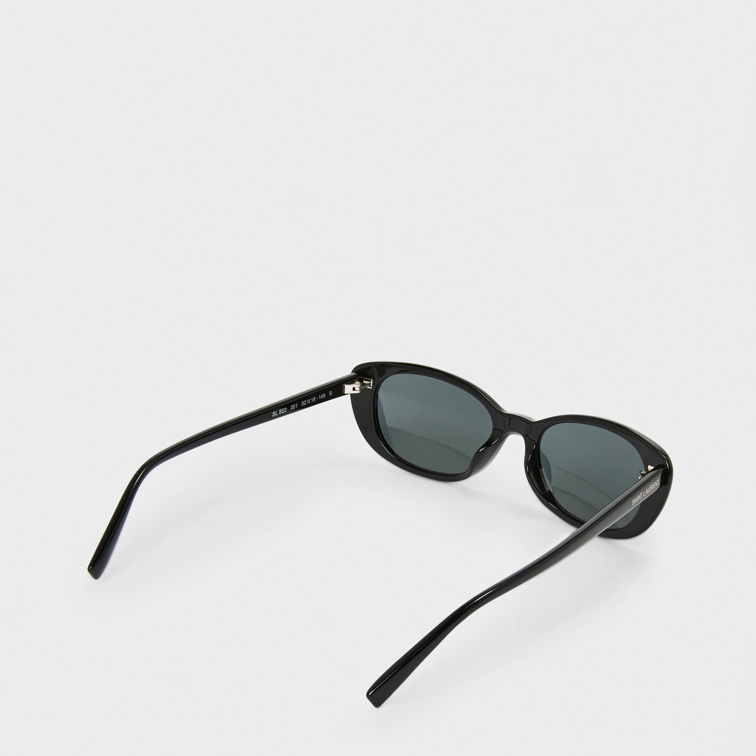 Black/Black - Saint Laurent - Women's Oval Sunglasses - 2
