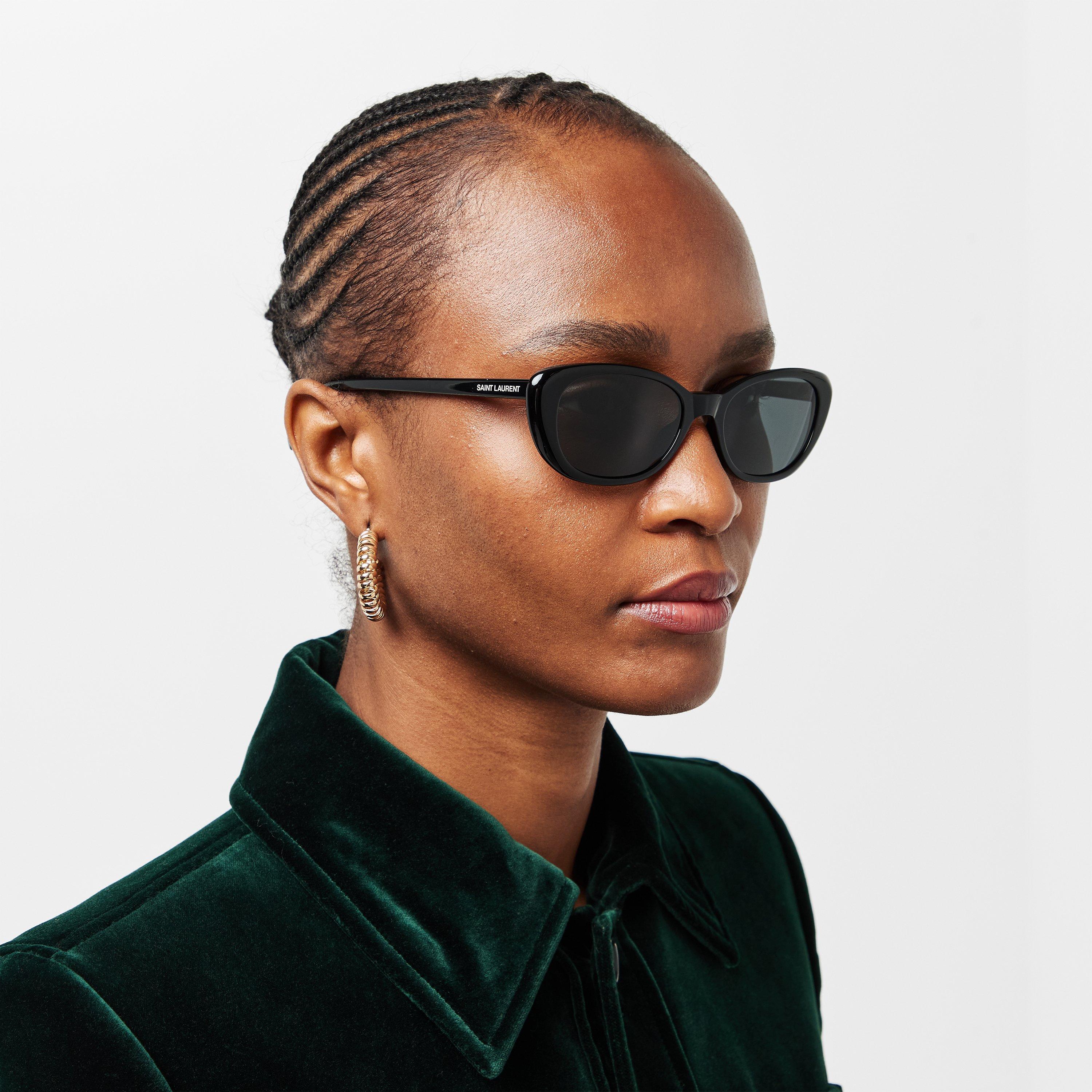 Black/Black - Saint Laurent - Women's Oval Sunglasses - 3