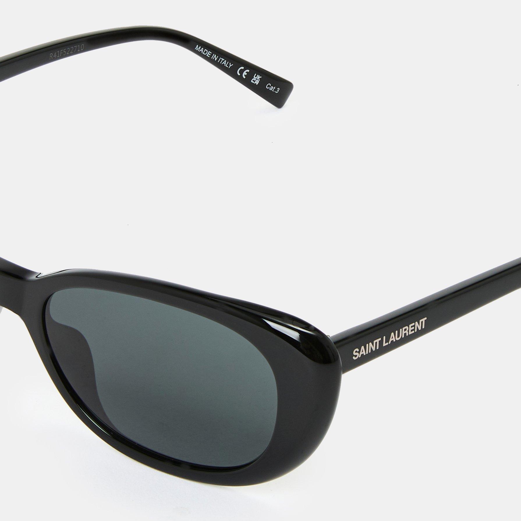 Black/Black - Saint Laurent - Women's Oval Sunglasses - 4