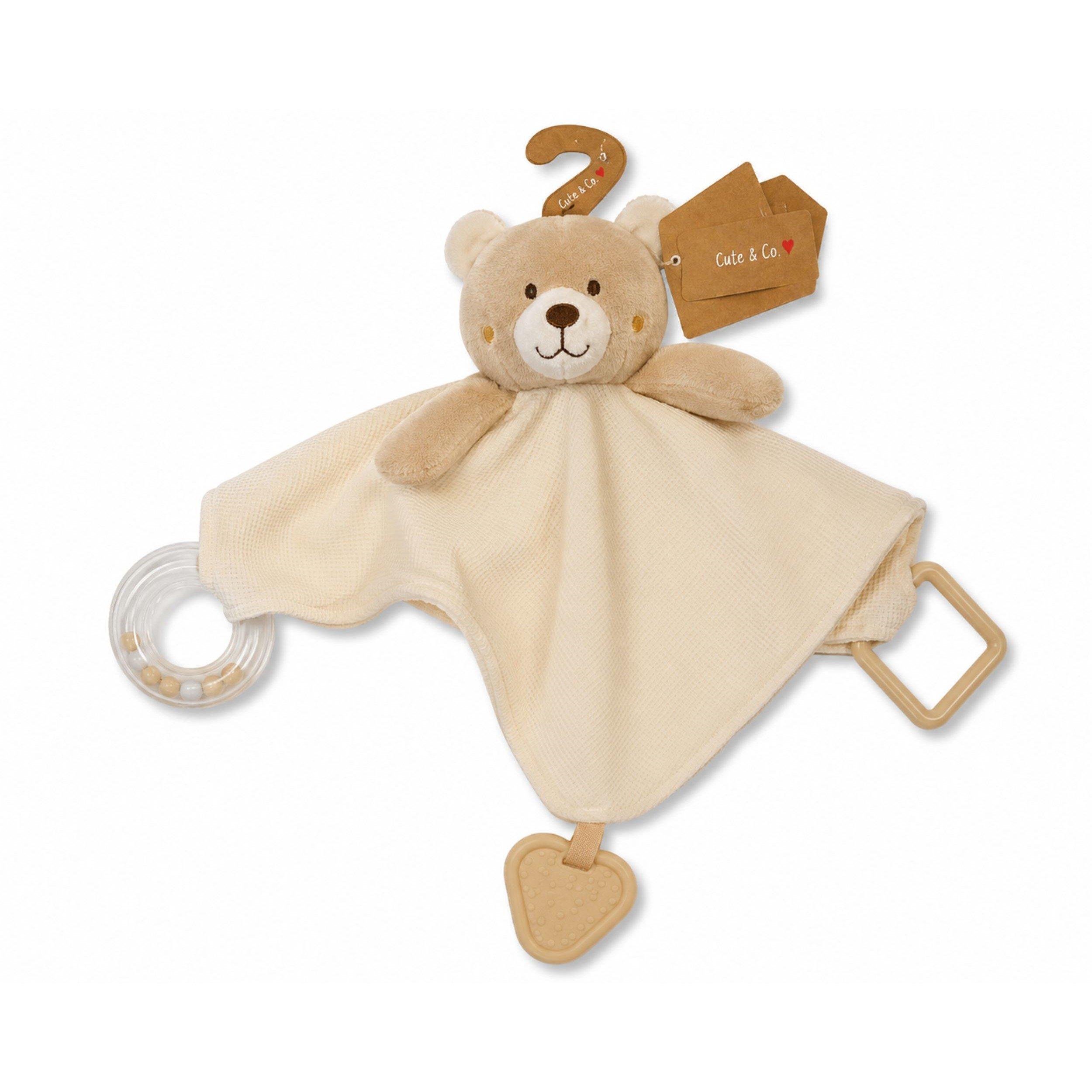 Cute And Co  Newborn Cute & Co Bear Comforter With Rattle Ring And Teether - Taupe