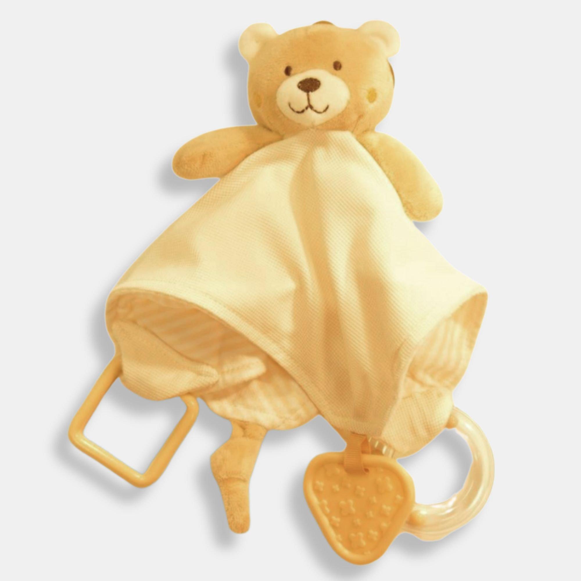 Taupe - Cute and Co - & Co Bear Comforter with Rattle Ring and Teether - 3