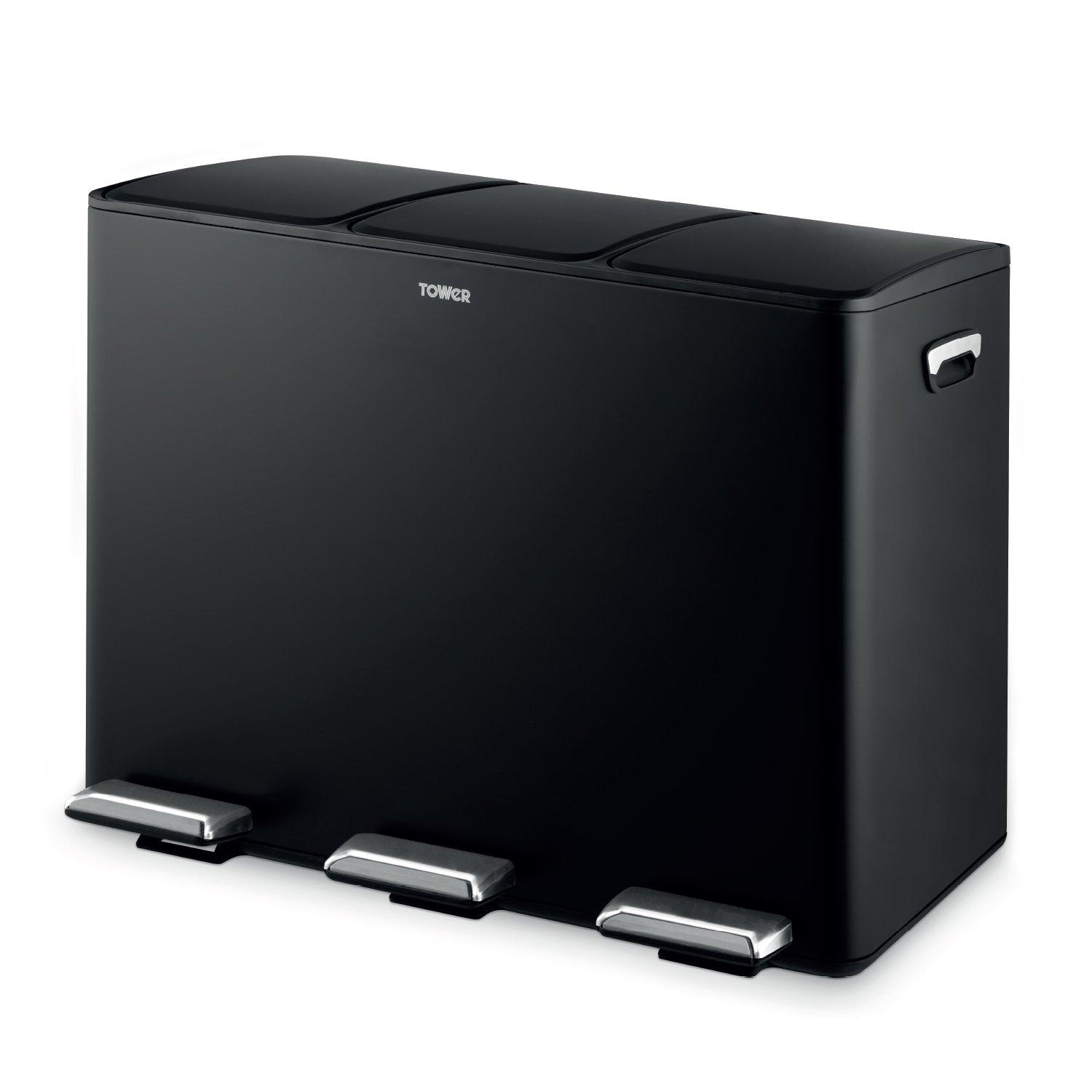 Black - Tower - 45L Recycling Pedal Bin - 1