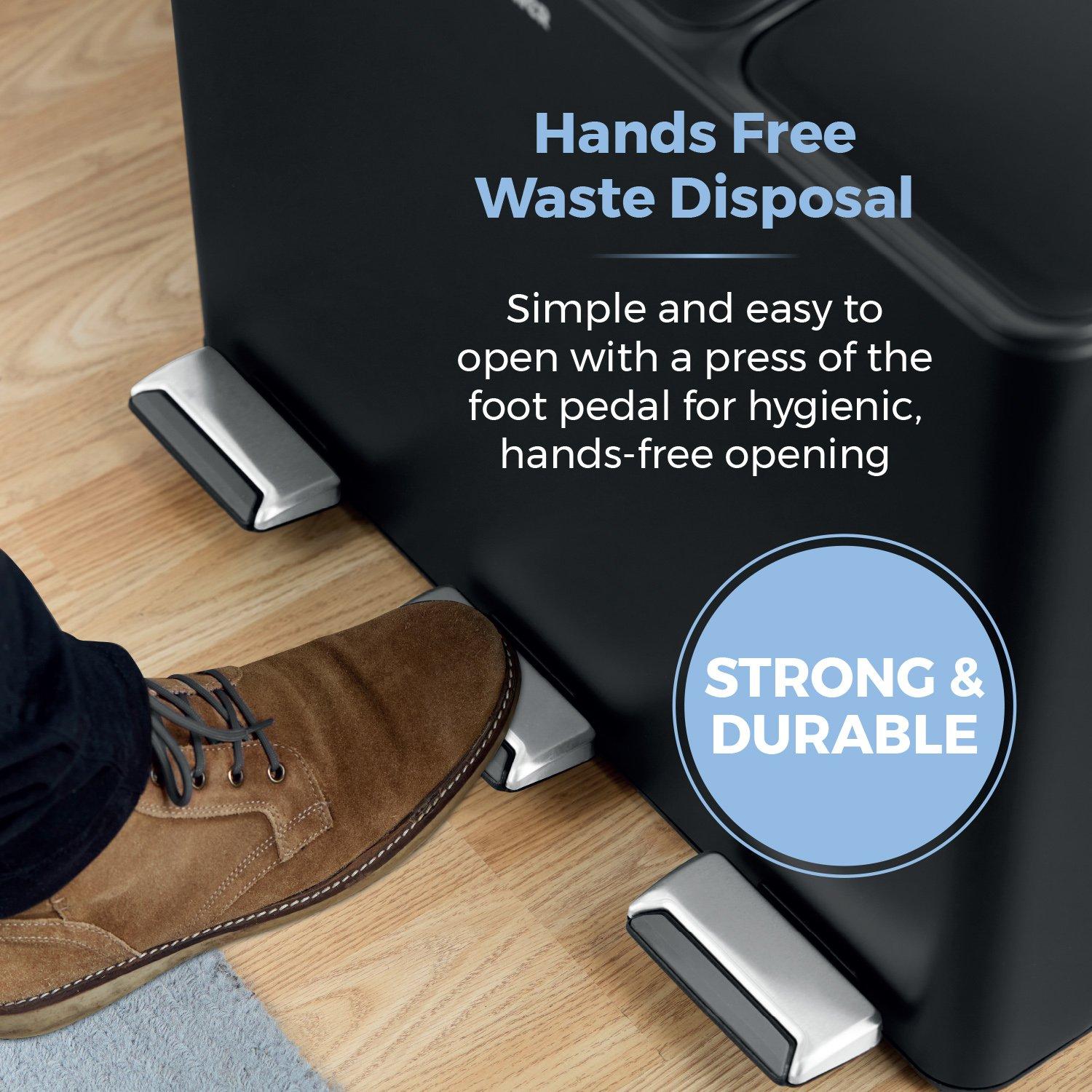 Black - Tower - 45L Recycling Pedal Bin - 4