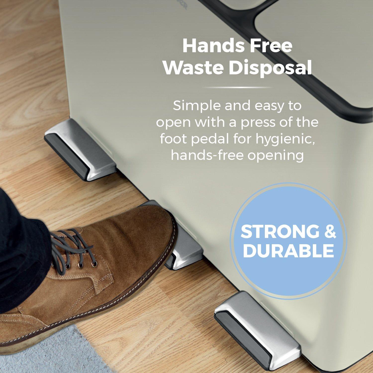 Cream - Tower - 45L Recycling Pedal Bin - 4