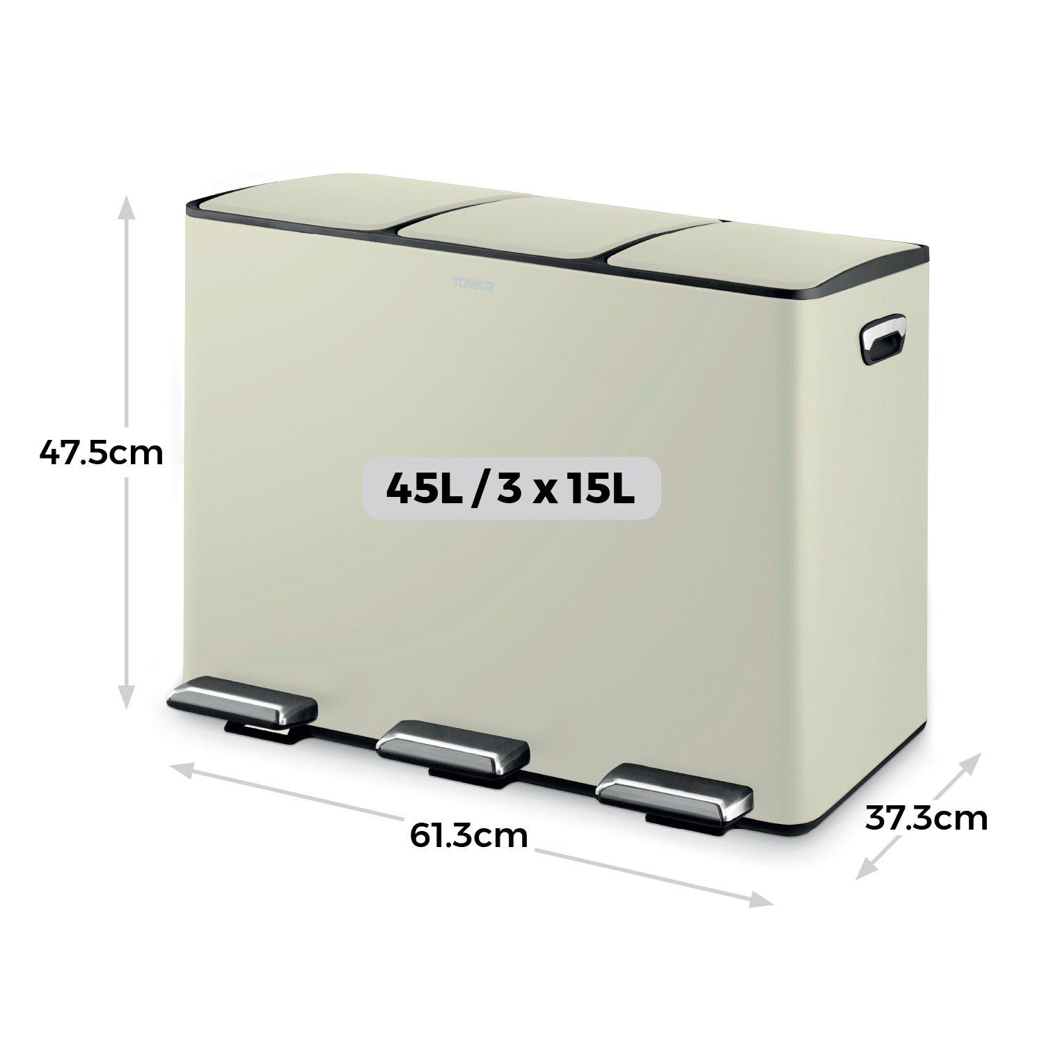 Cream - Tower - 45L Recycling Pedal Bin - 6