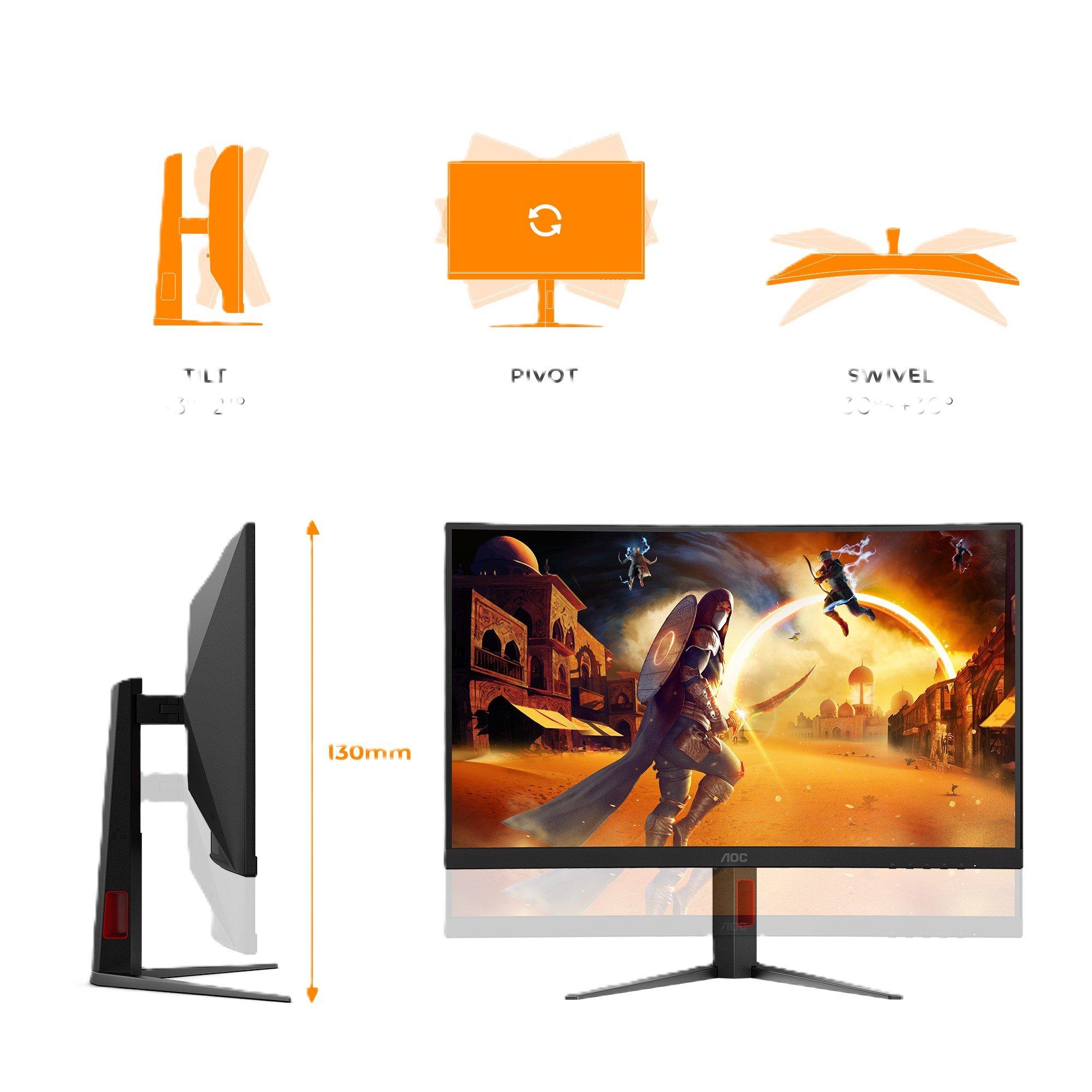 Black - AOC - AOC C27G4Z2 27 Inch Fast VA 240Hz (260Hz OC) 2 HDMI 1 DP Height Adjust Gaming Monitor - 4