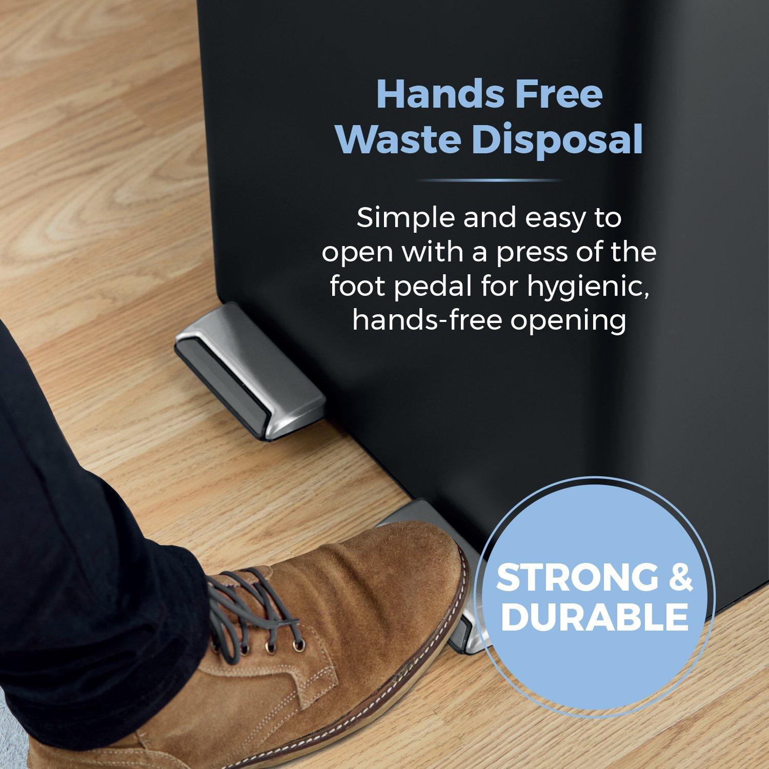 Black - Tower - 60L Recycling Pedal Bin - 4