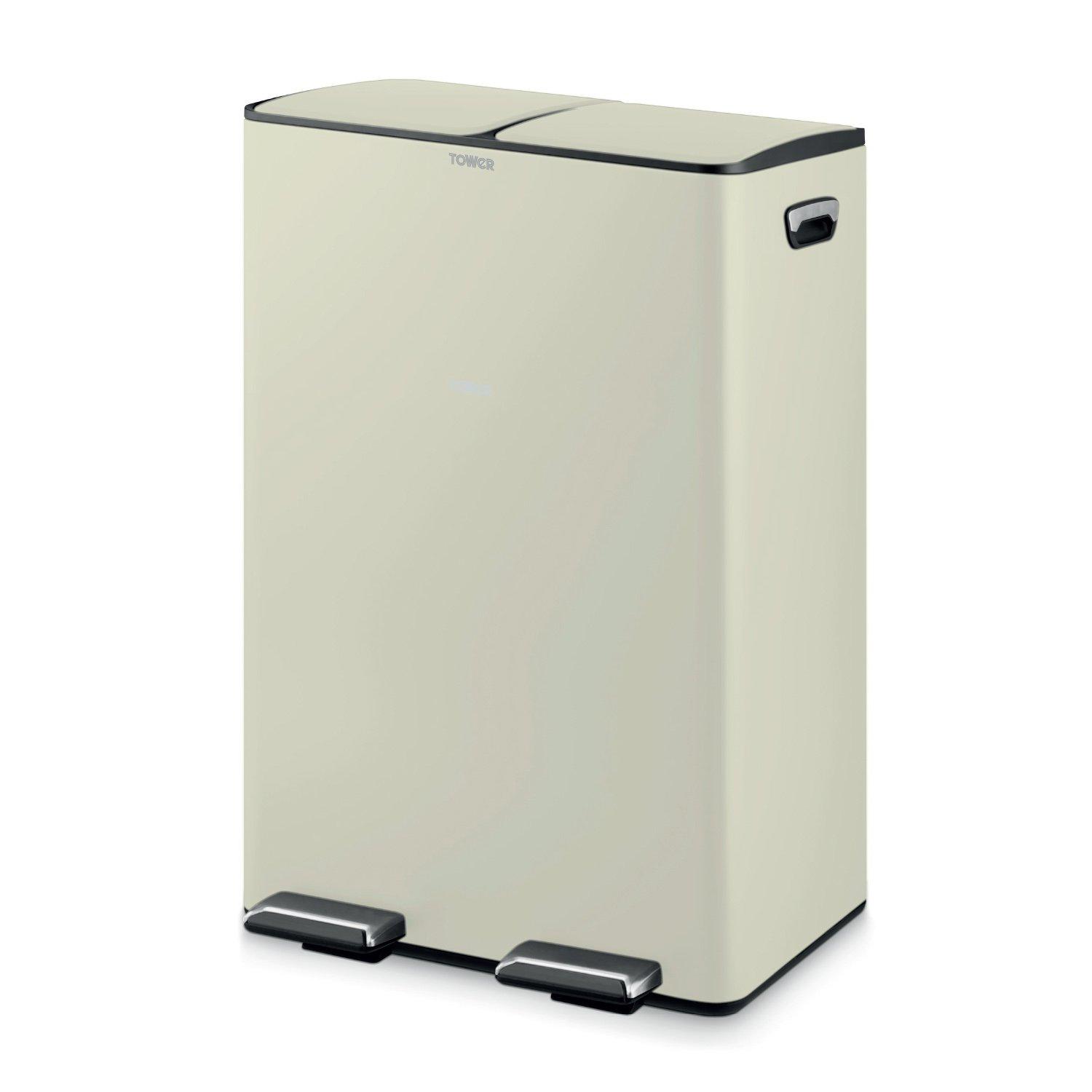 Tower  60L Recycling Pedal Bin - Cream - Medium