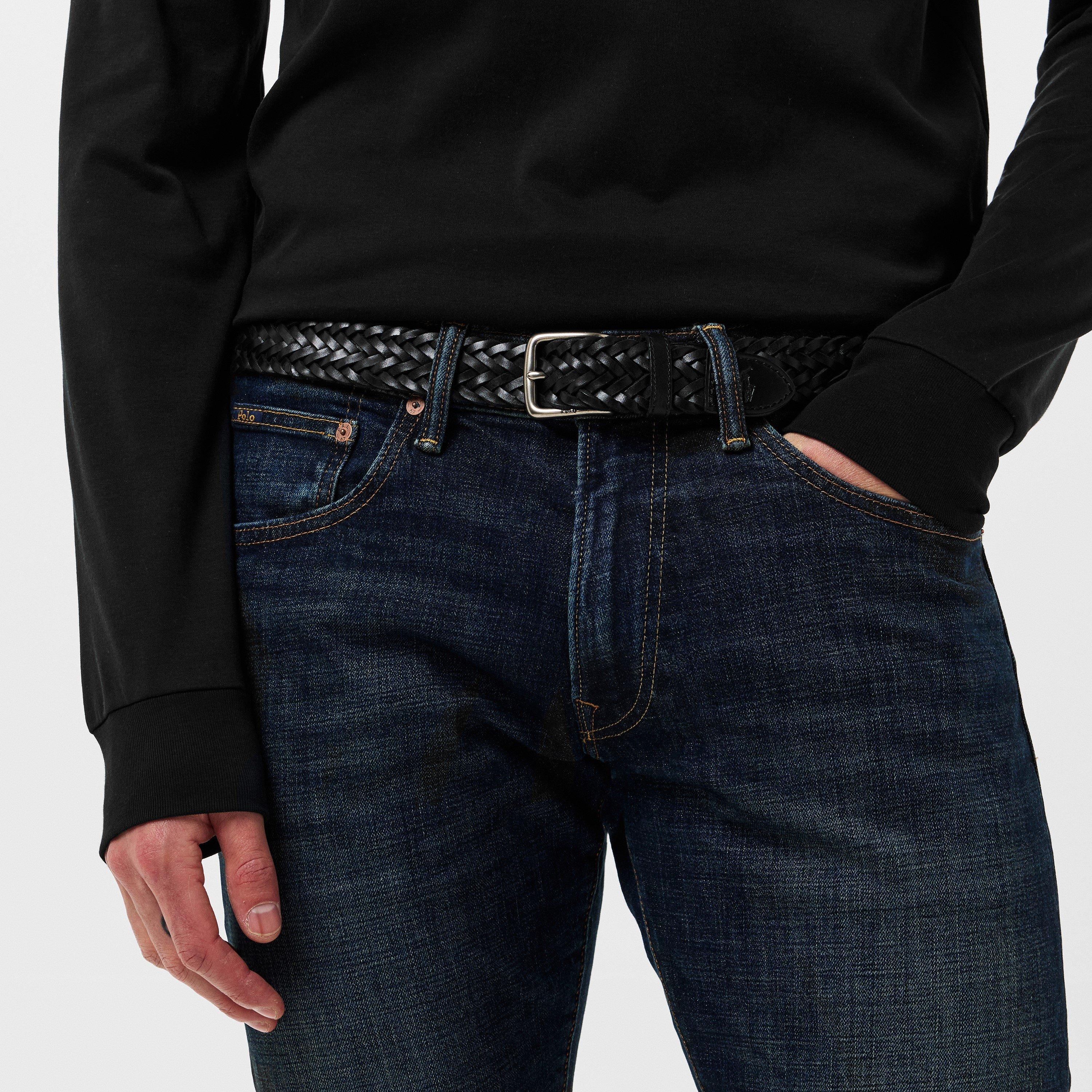 Black - Polo Ralph Lauren - Men's Smooth Weave Leather Belt - 3