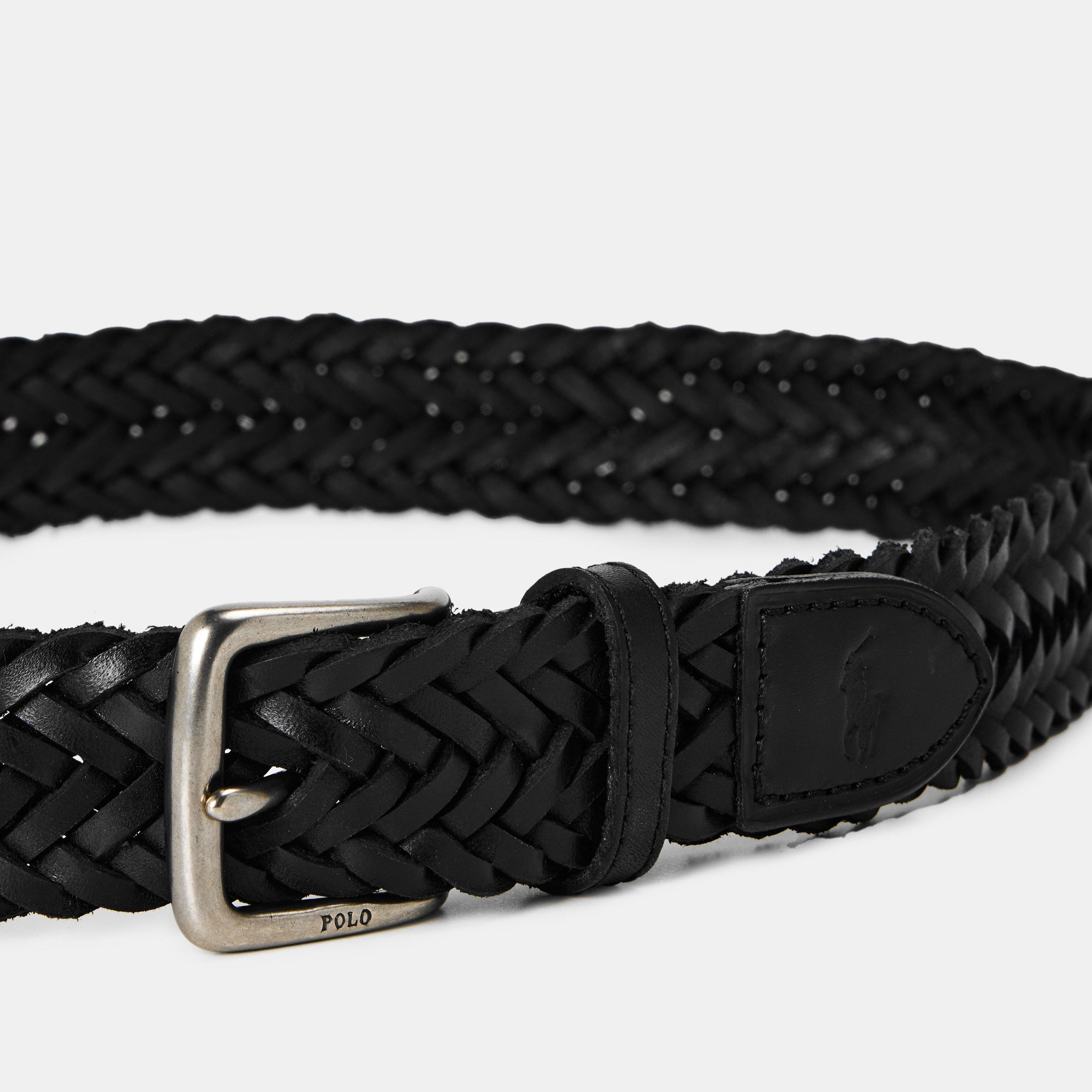 Black - Polo Ralph Lauren - Men's Smooth Weave Leather Belt - 4