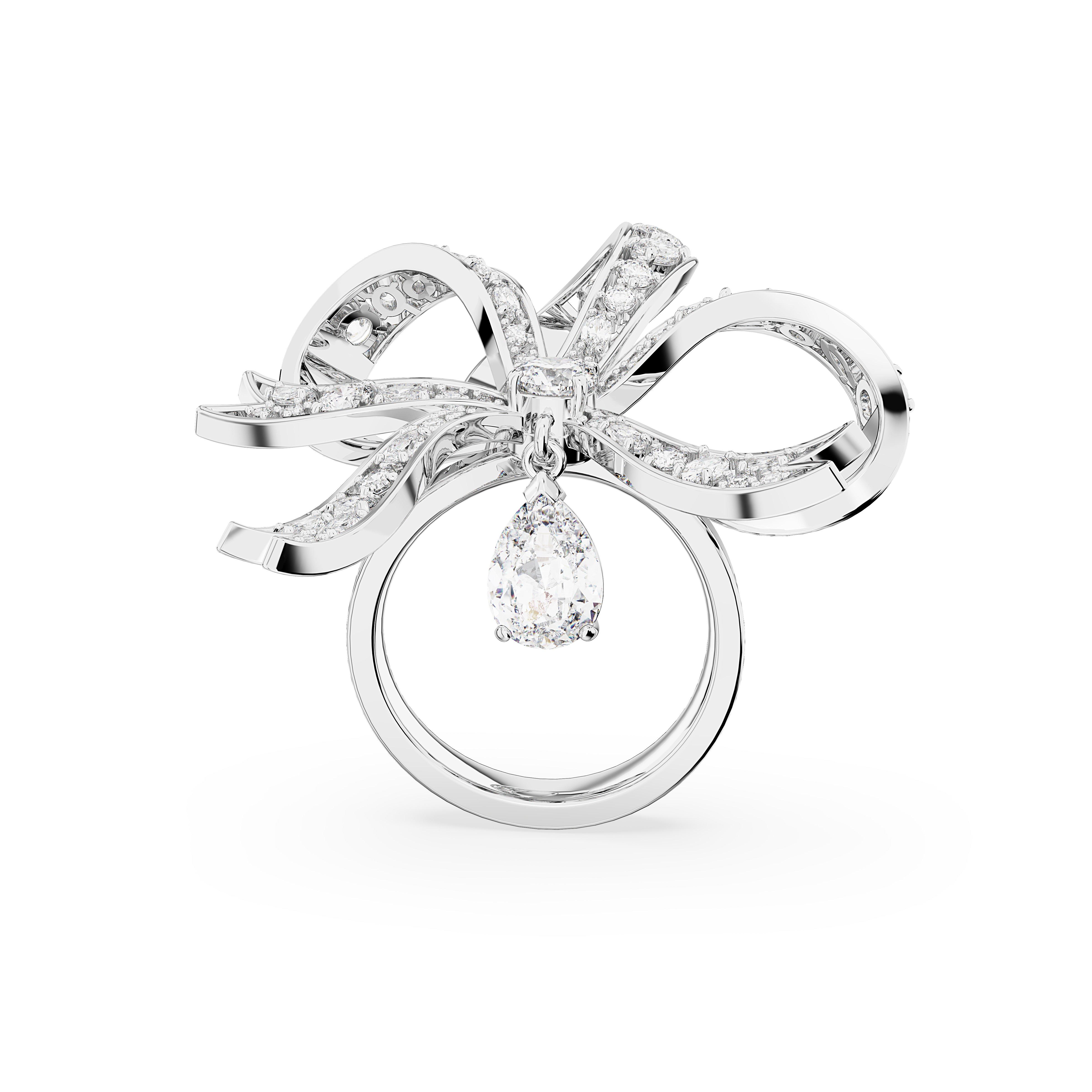 Rodijum - Swarovski - Women's Hyperbola Band Ring - 4