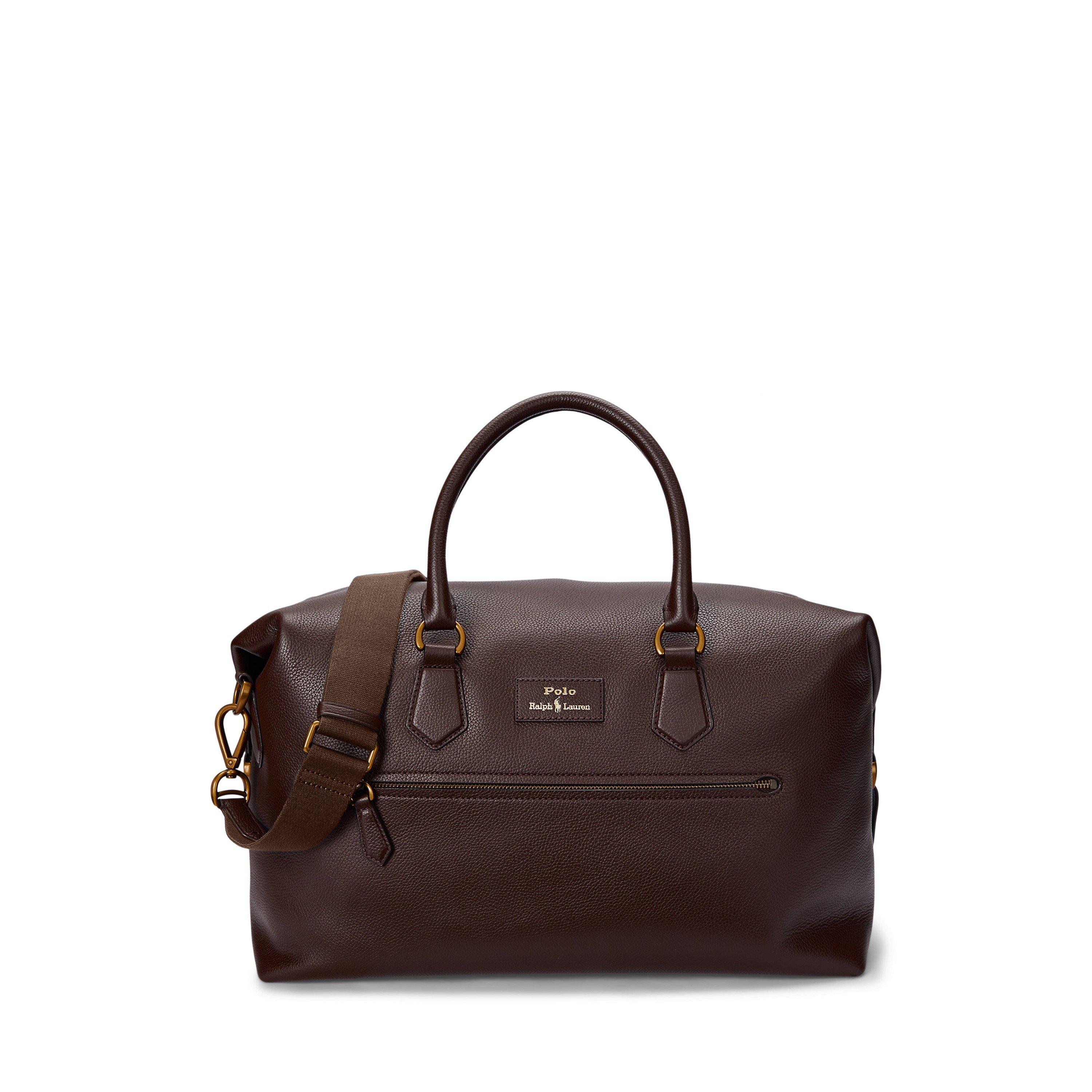 Dark Brown - Polo Ralph Lauren - Pebbled Leather Duffel Bag - 1