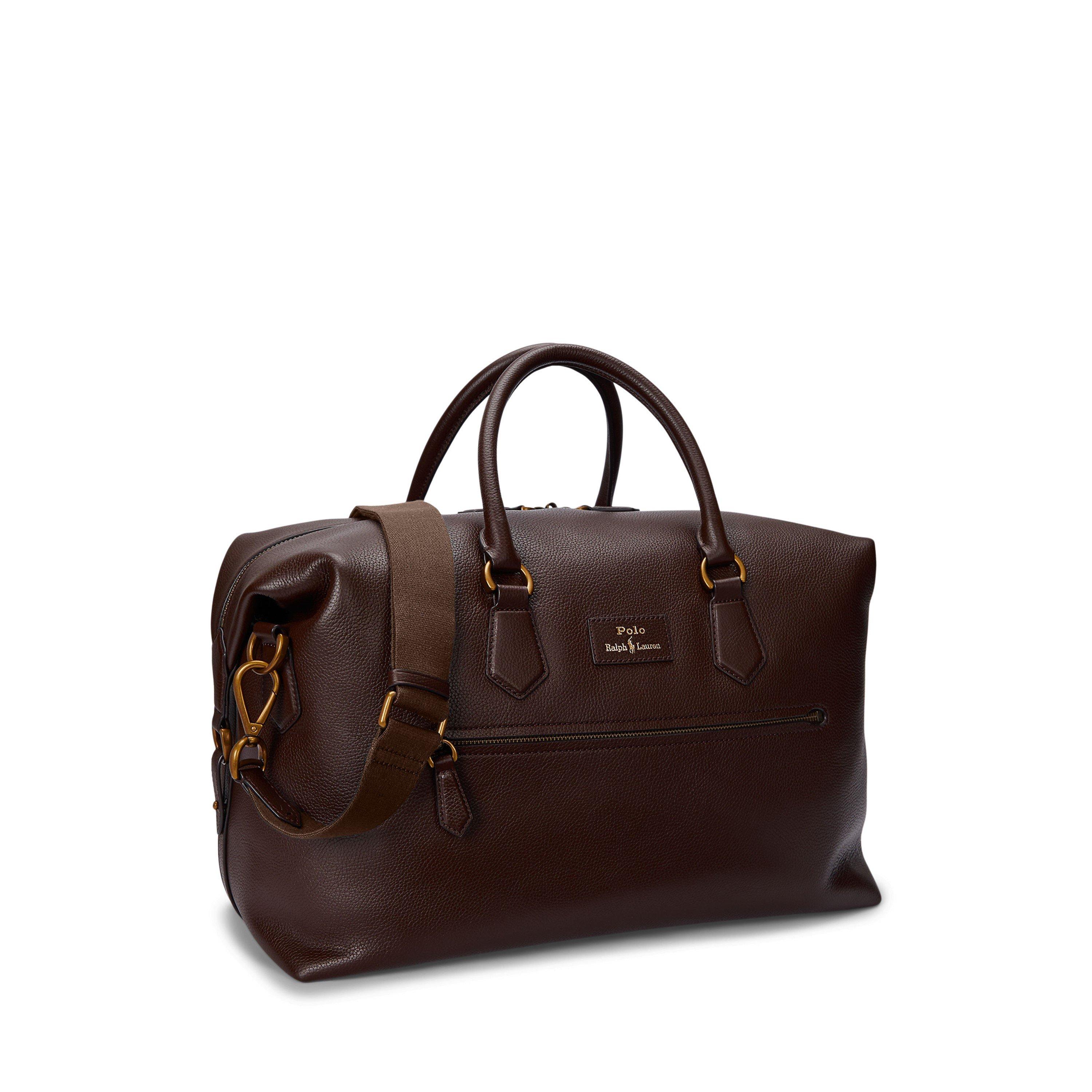 Dark Brown - Polo Ralph Lauren - Pebbled Leather Duffel Bag - 2
