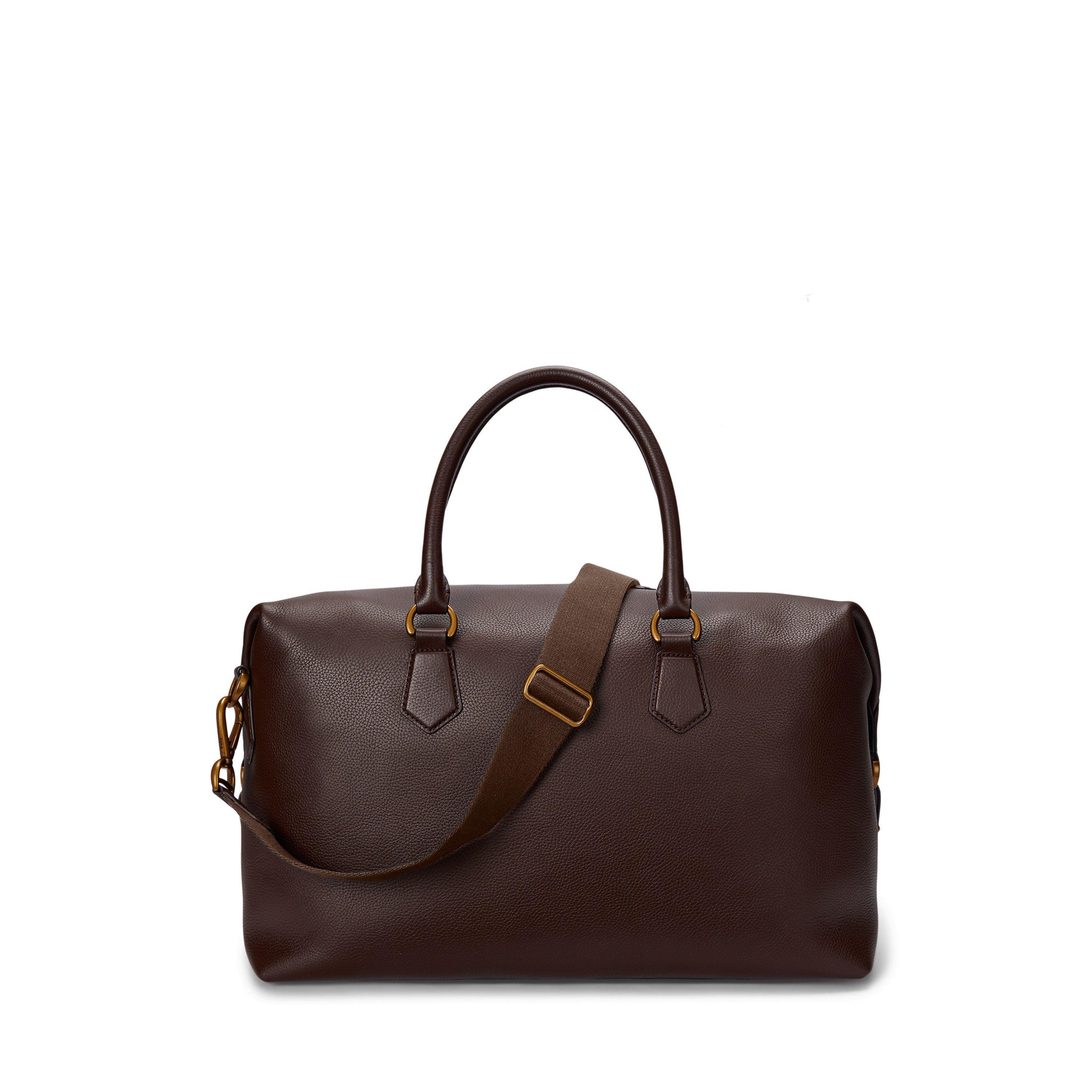 Dark Brown - Polo Ralph Lauren - Pebbled Leather Duffel Bag - 4