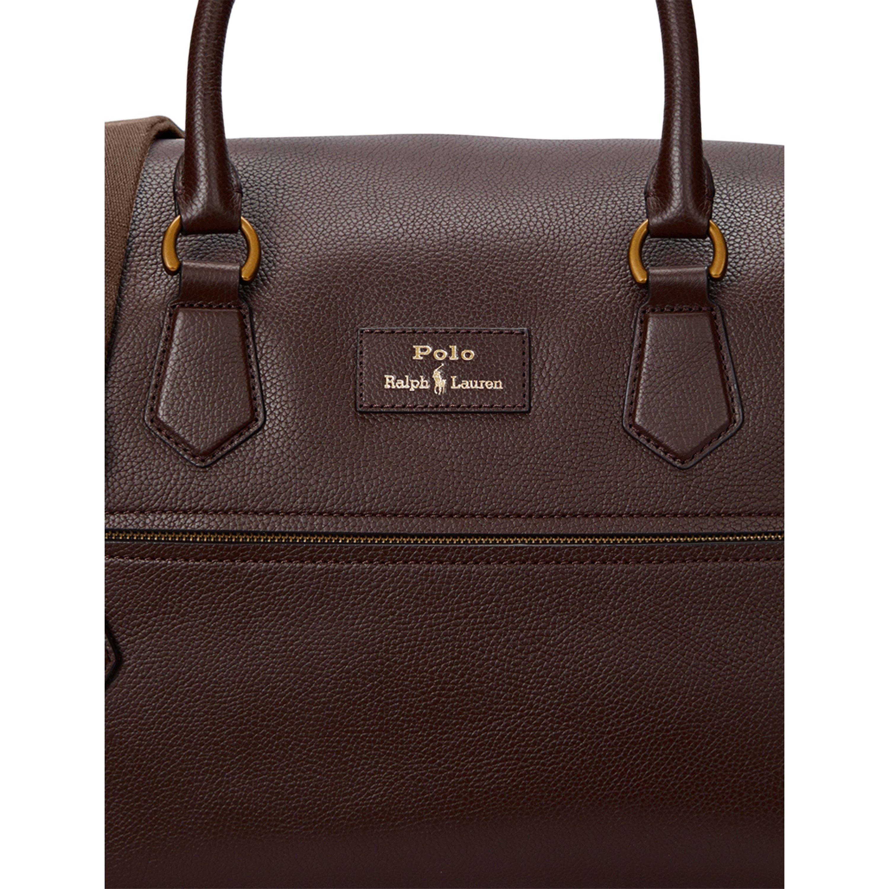 Dark Brown - Polo Ralph Lauren - Pebbled Leather Duffel Bag - 5