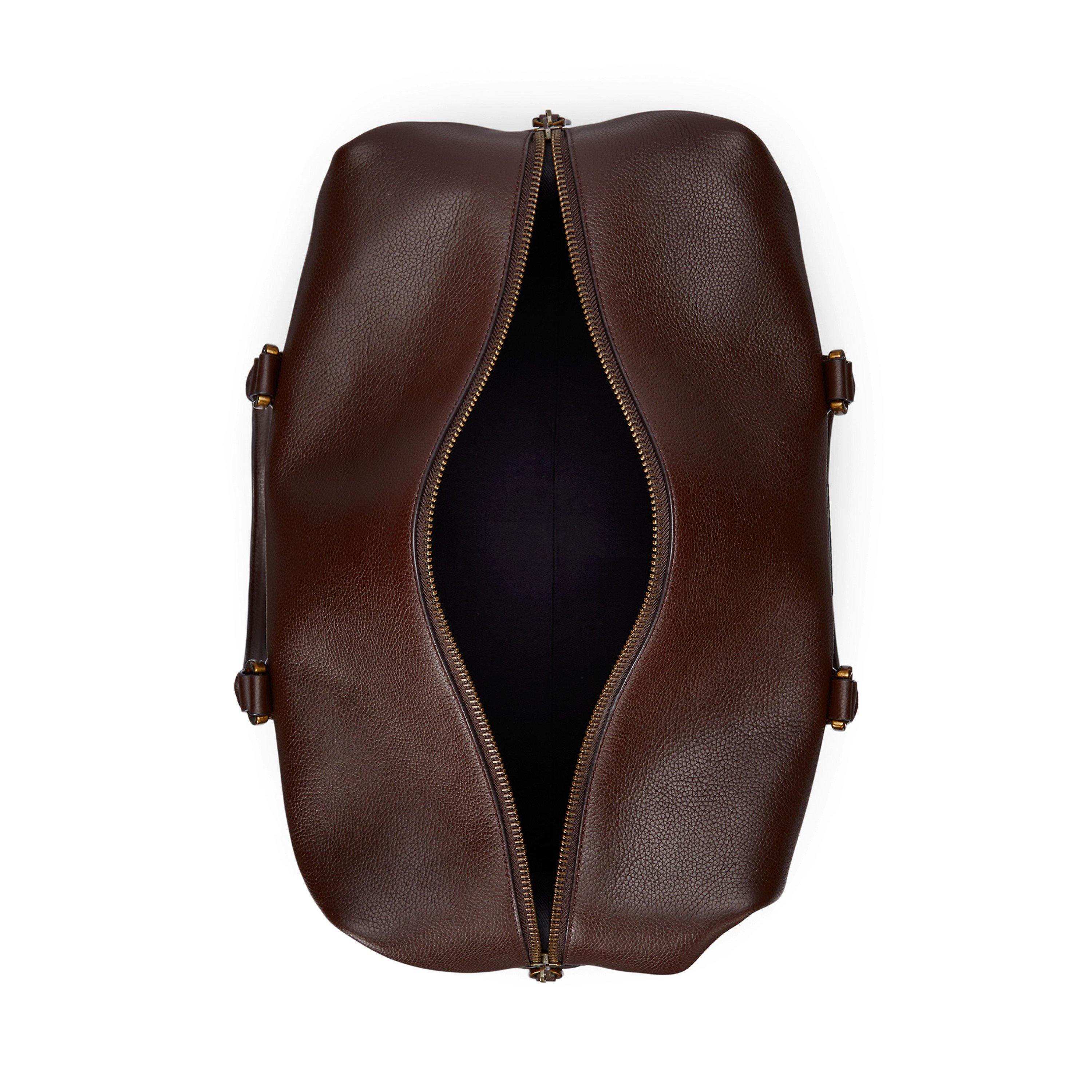 Dark Brown - Polo Ralph Lauren - Pebbled Leather Duffel Bag - 6