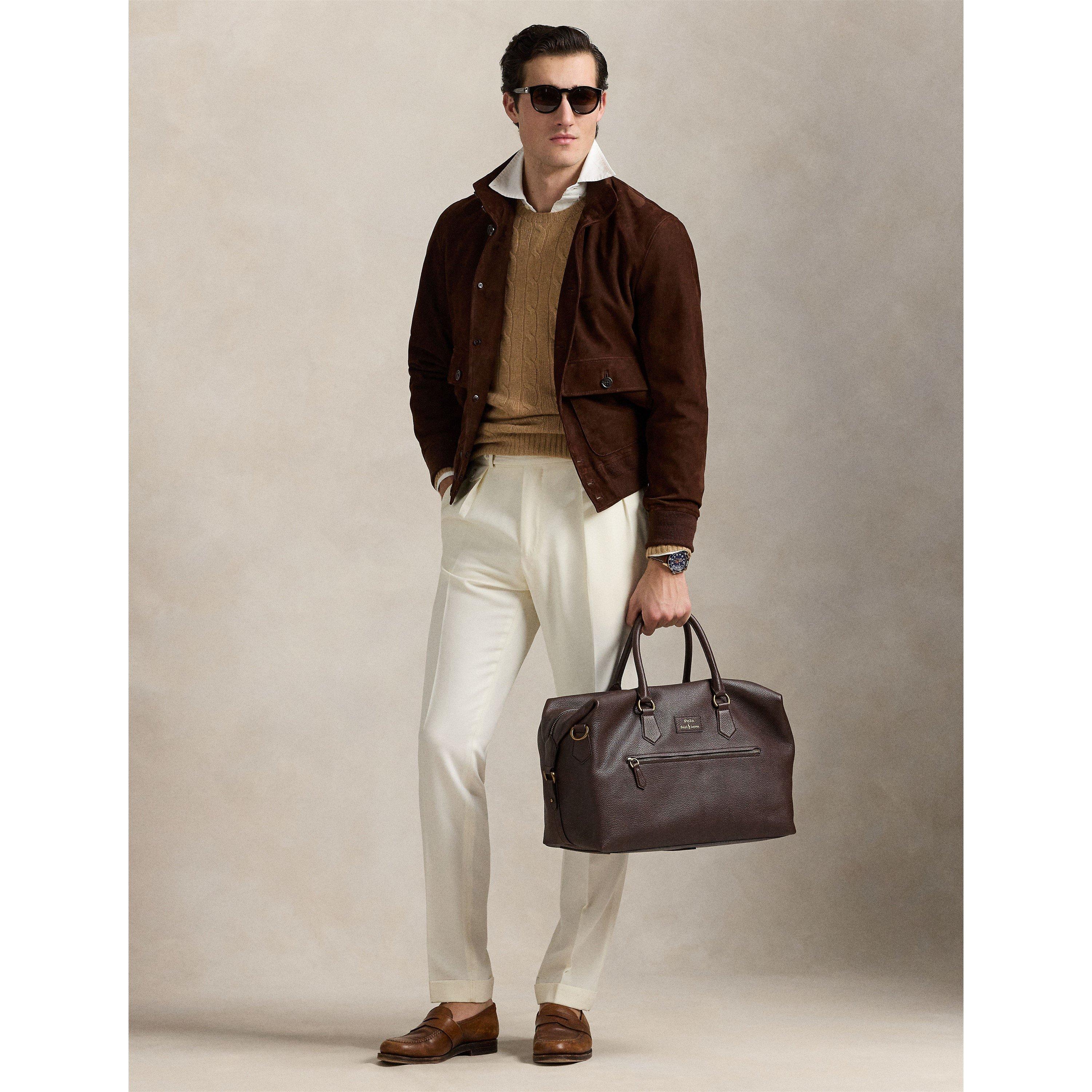 Dark Brown - Polo Ralph Lauren - Pebbled Leather Duffel Bag - 7
