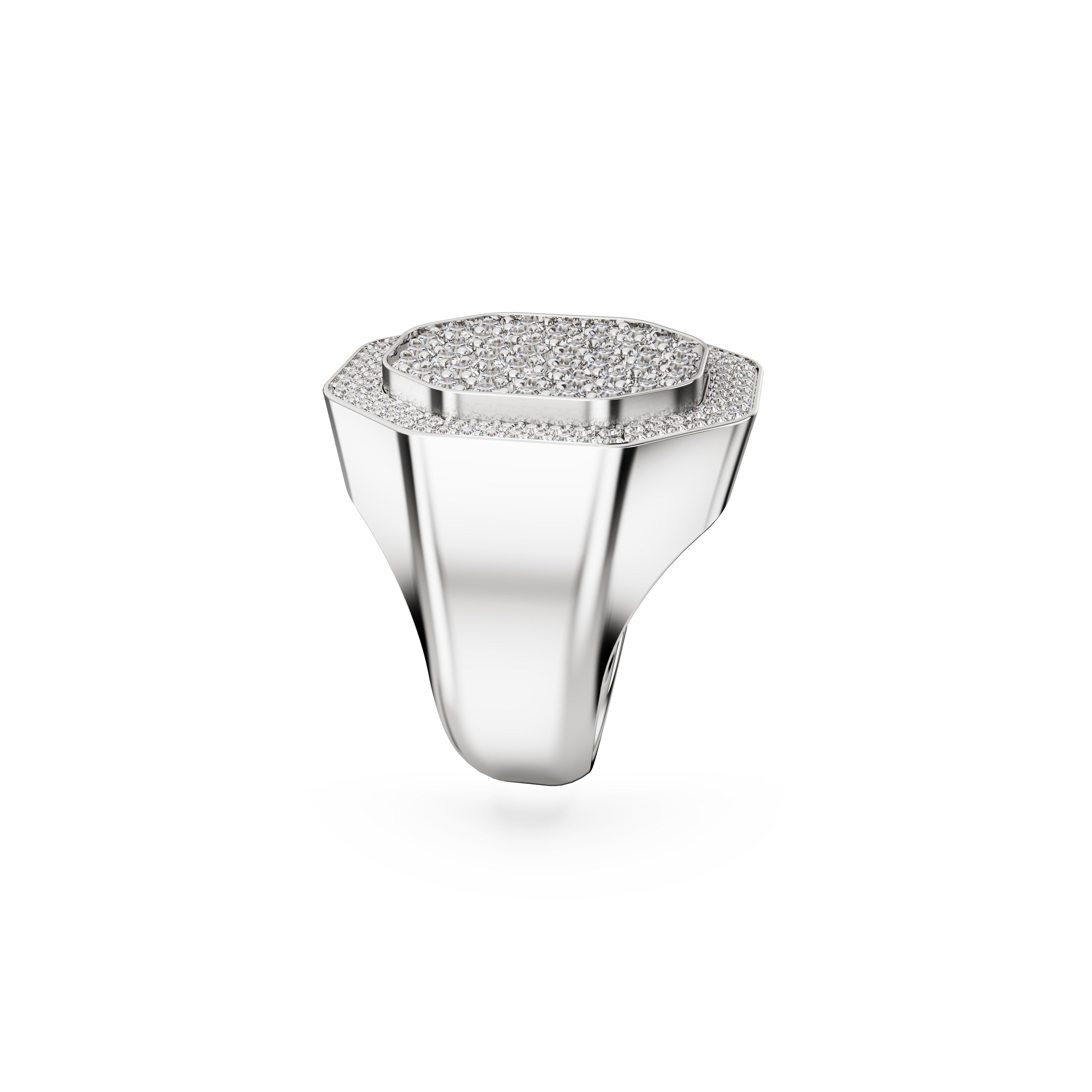 Rodijum - Swarovski - Women's Dextera Signet Ring - 3