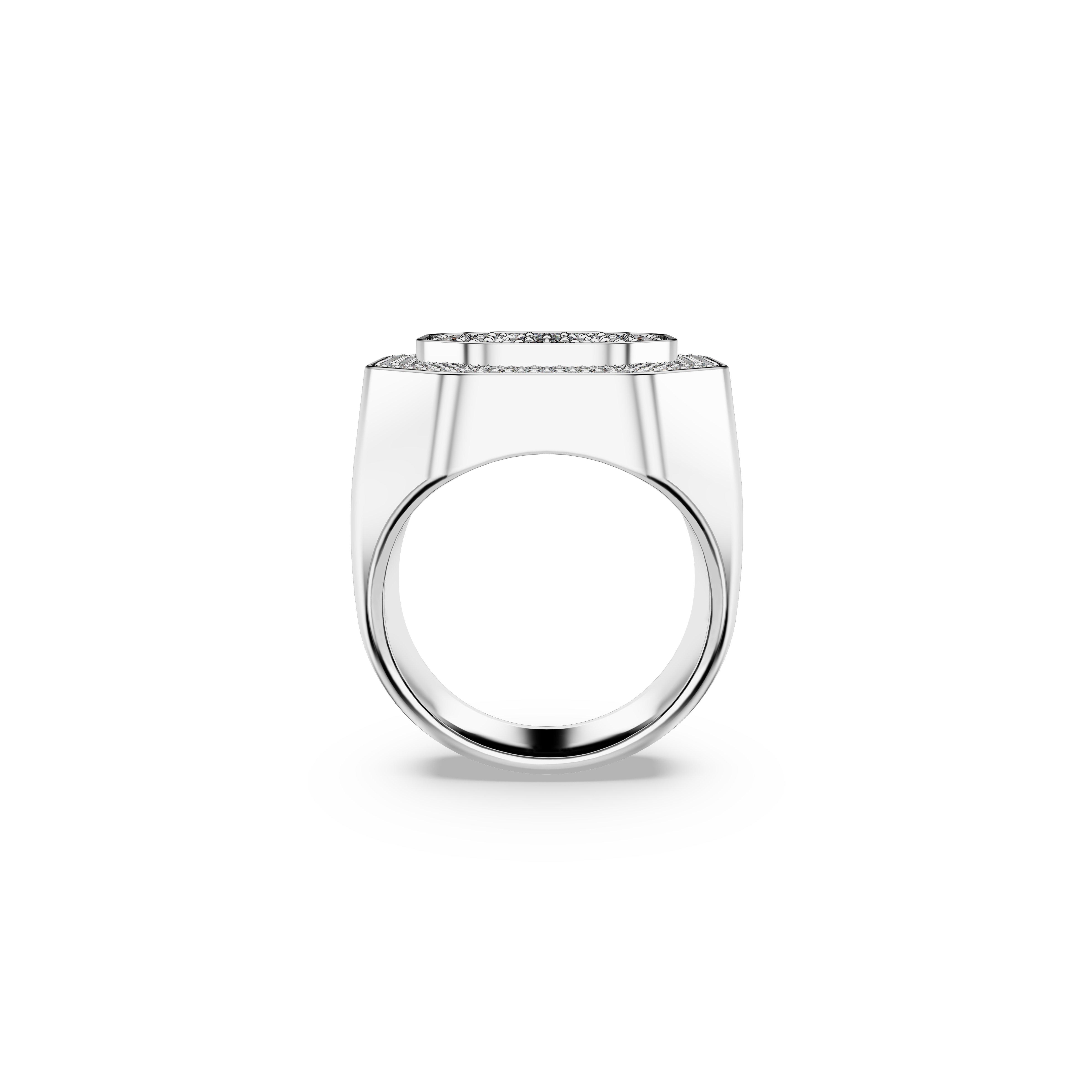 Rodijum - Swarovski - Women's Dextera Signet Ring - 4