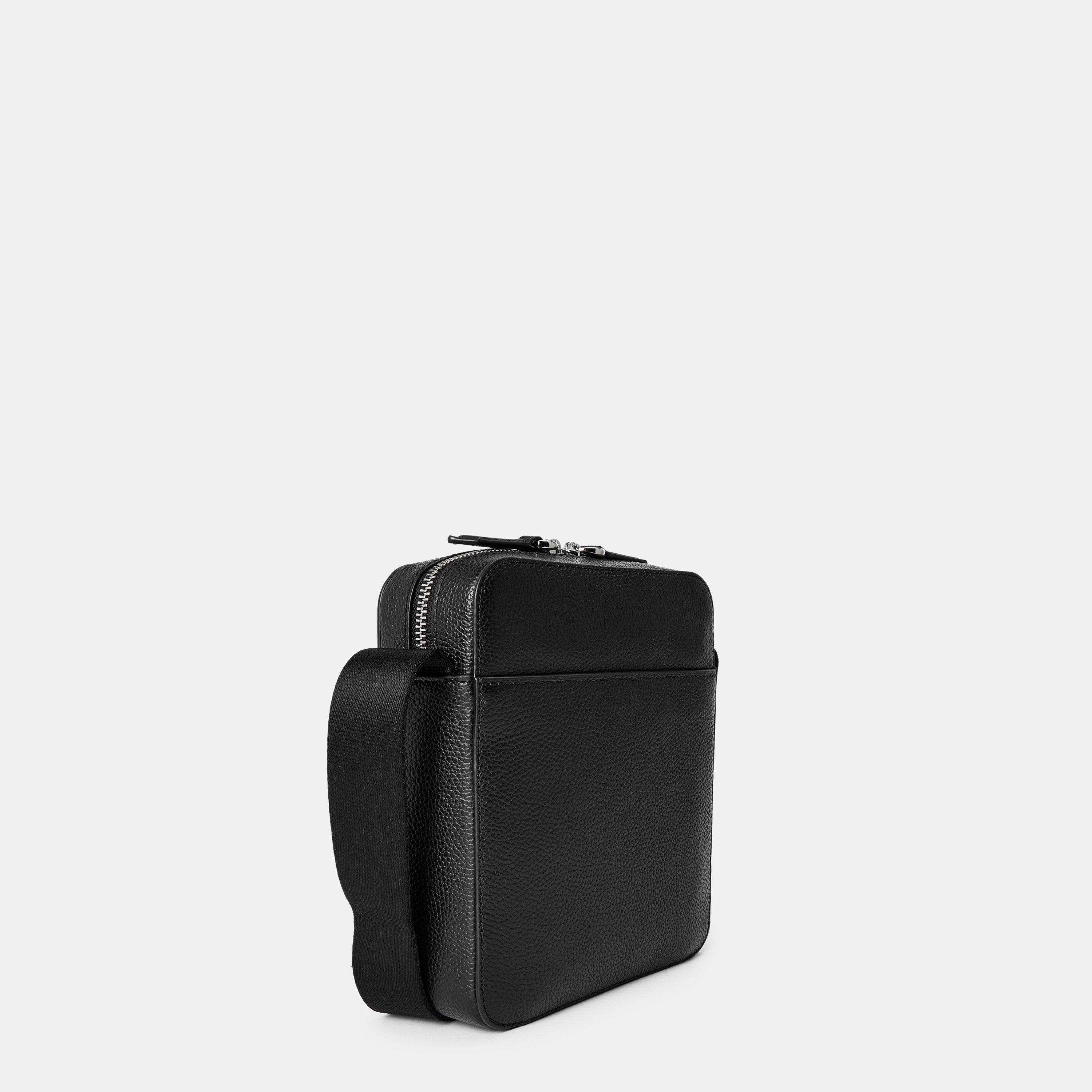 Black - Polo Ralph Lauren - Men's Pebble Leather Cross Body Bag - 2