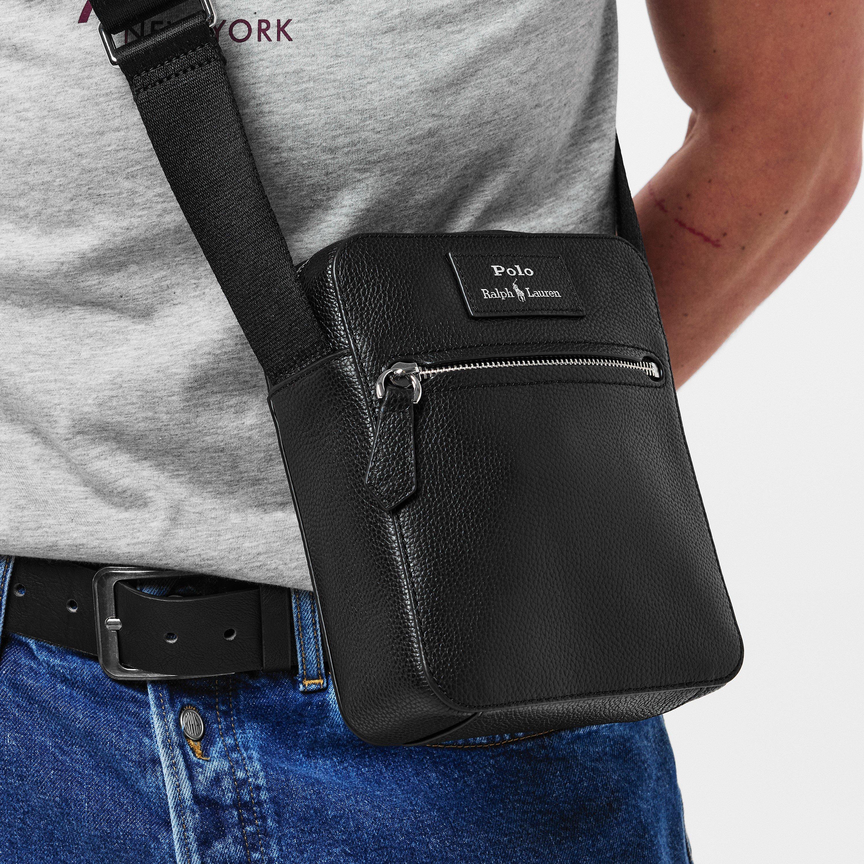 Black - Polo Ralph Lauren - Men's Pebble Leather Cross Body Bag - 3
