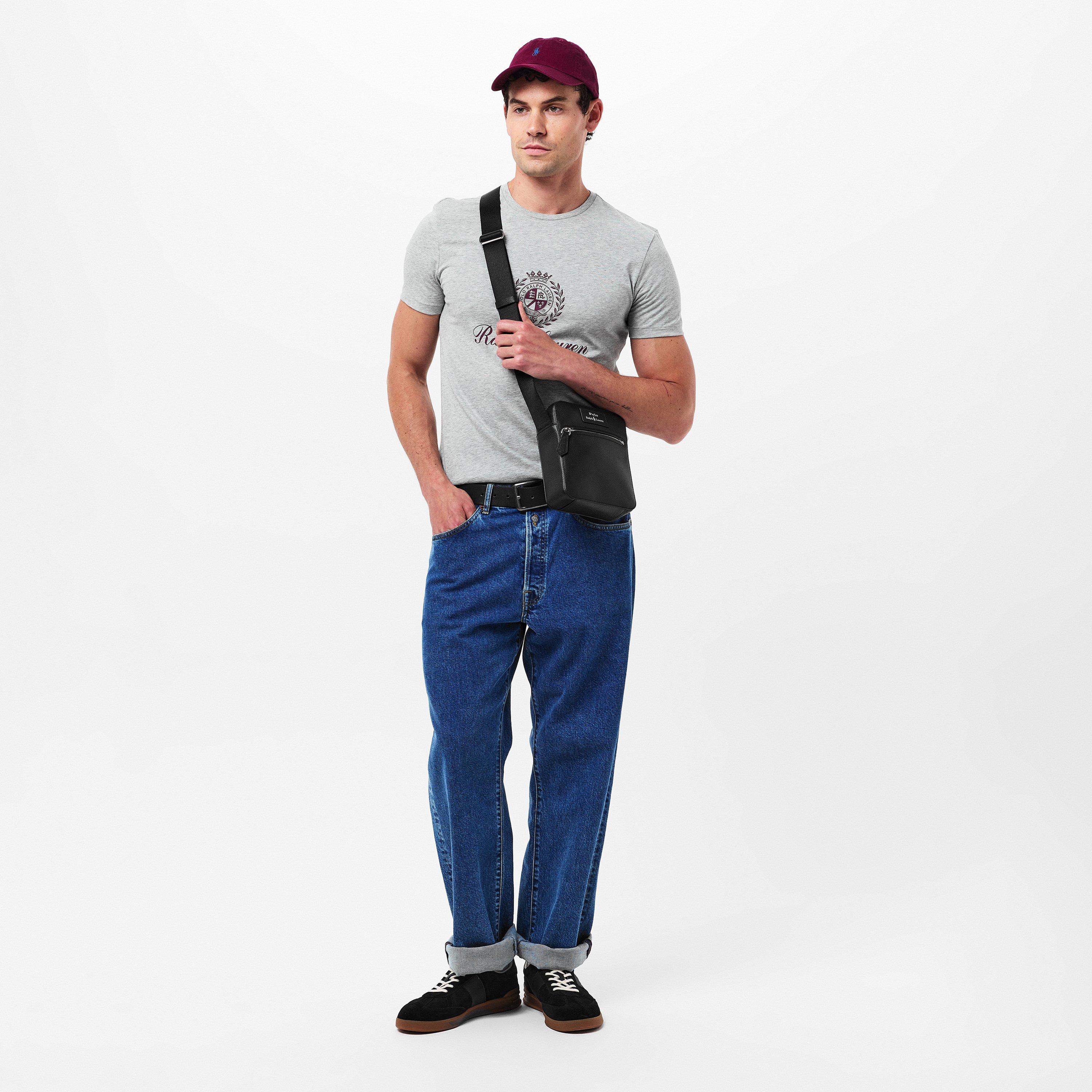 Black - Polo Ralph Lauren - Men's Pebble Leather Cross Body Bag - 6