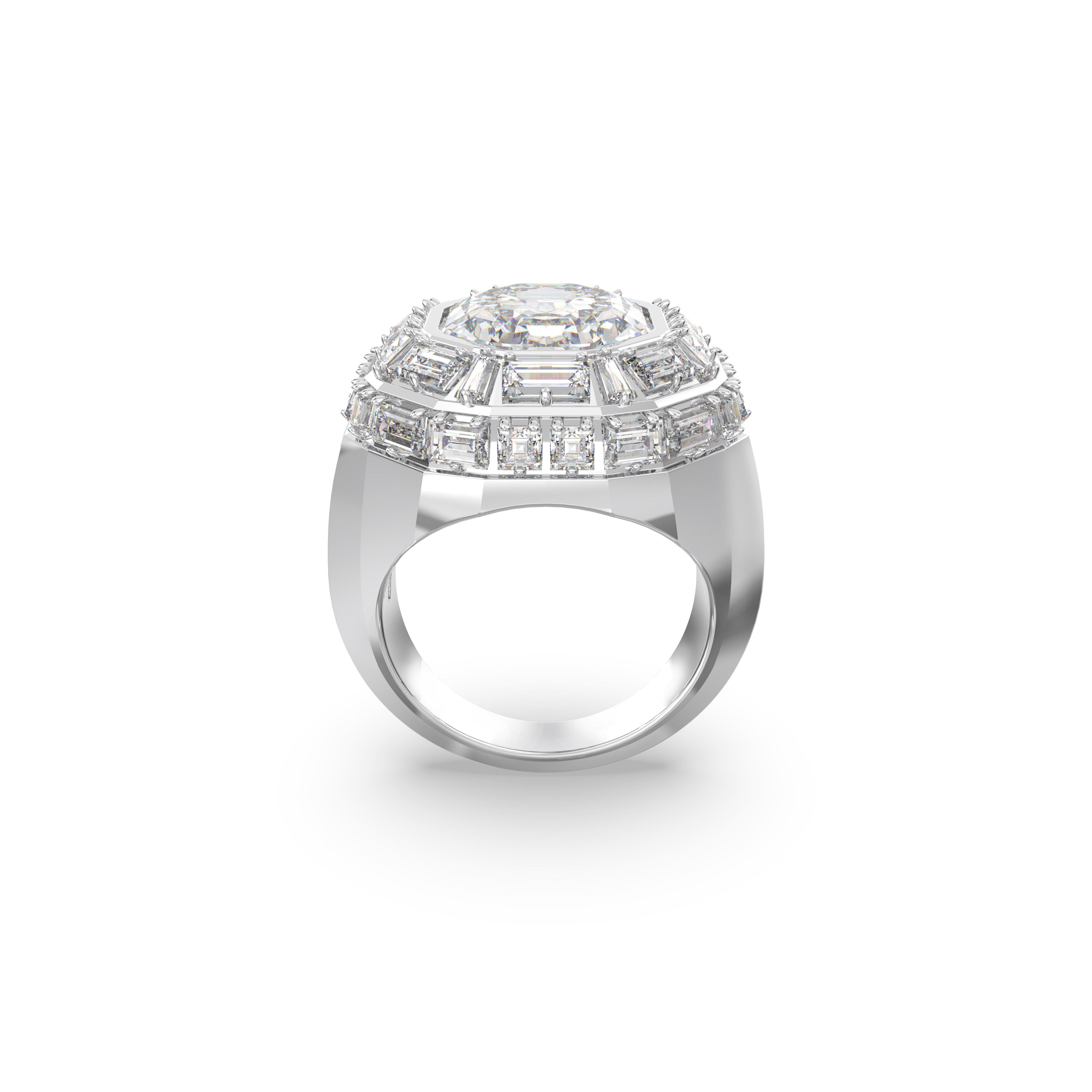 [美品]SWROVSKI MESMERA RING シルバー58 Lサイズ Swarovski Women's Mesmera Precision-Cut Crystal Rhodium-Plated