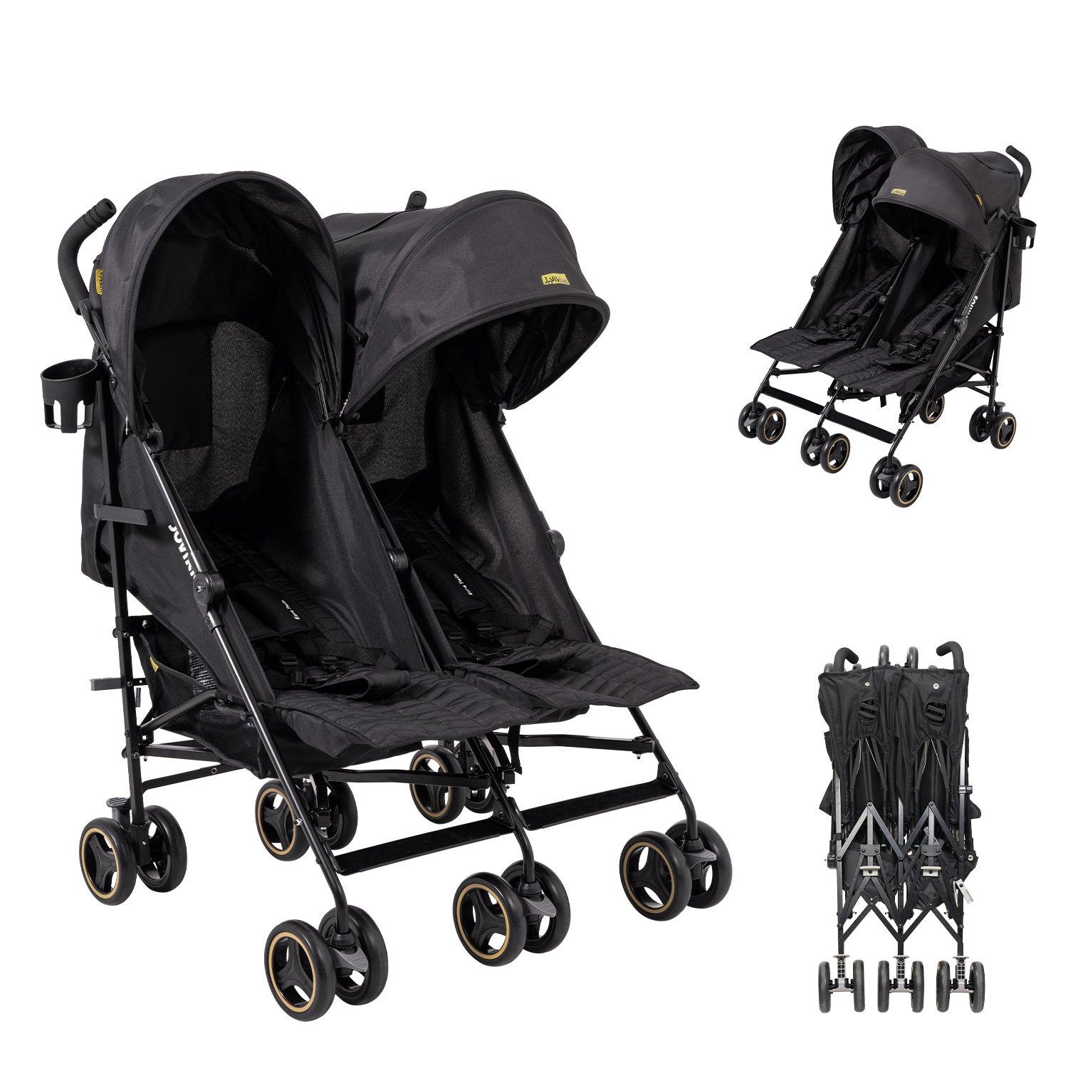 Black - JoviKids - Jovi Kids Ezra Twin Stroller - Black - 1