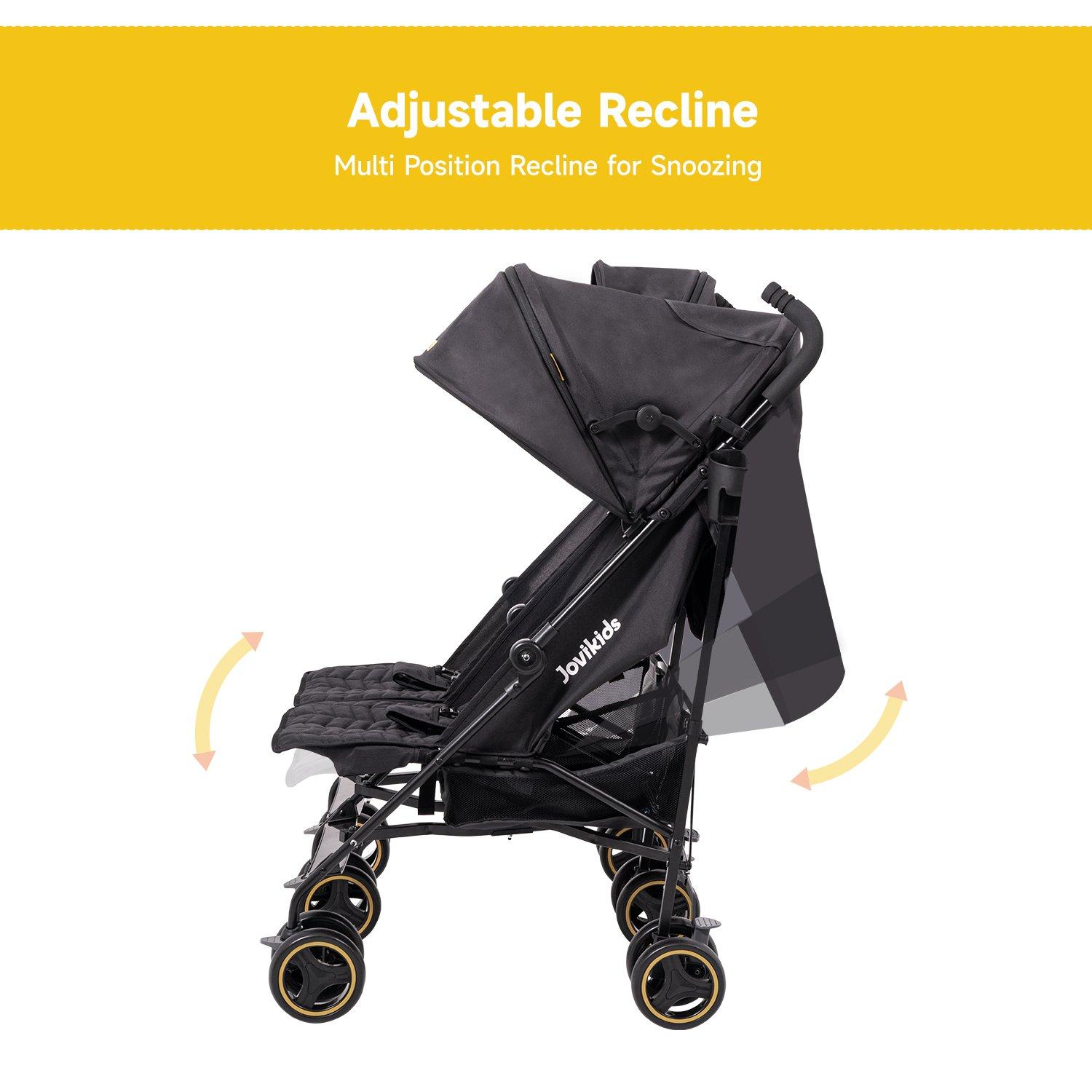 Black - JoviKids - Jovi Kids Ezra Twin Stroller - Black - 5