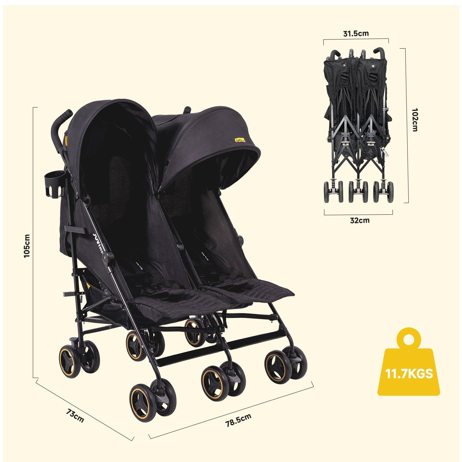 Black - JoviKids - Jovi Kids Ezra Twin Stroller - Black - 7