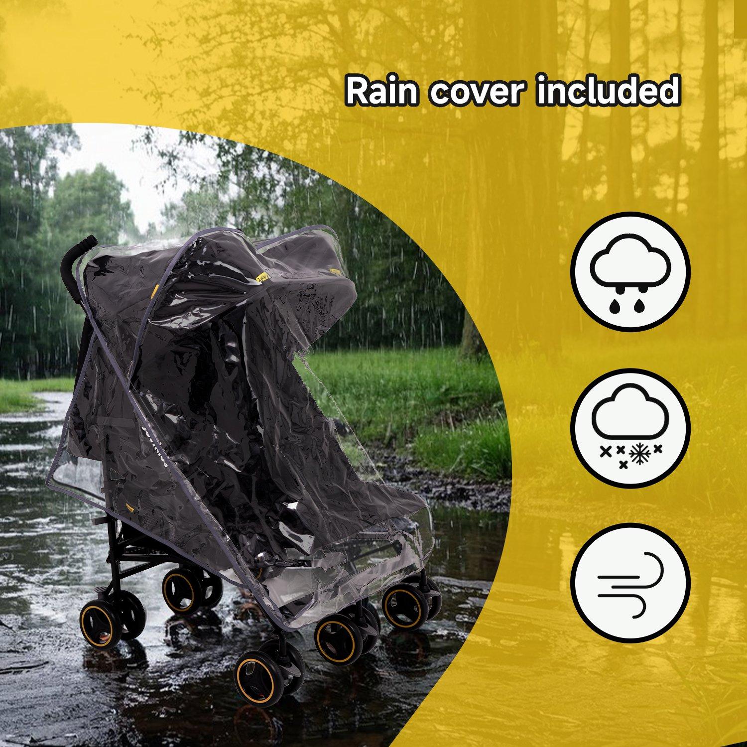 Black - JoviKids - Jovi Kids Ezra Twin Stroller - Black - 9