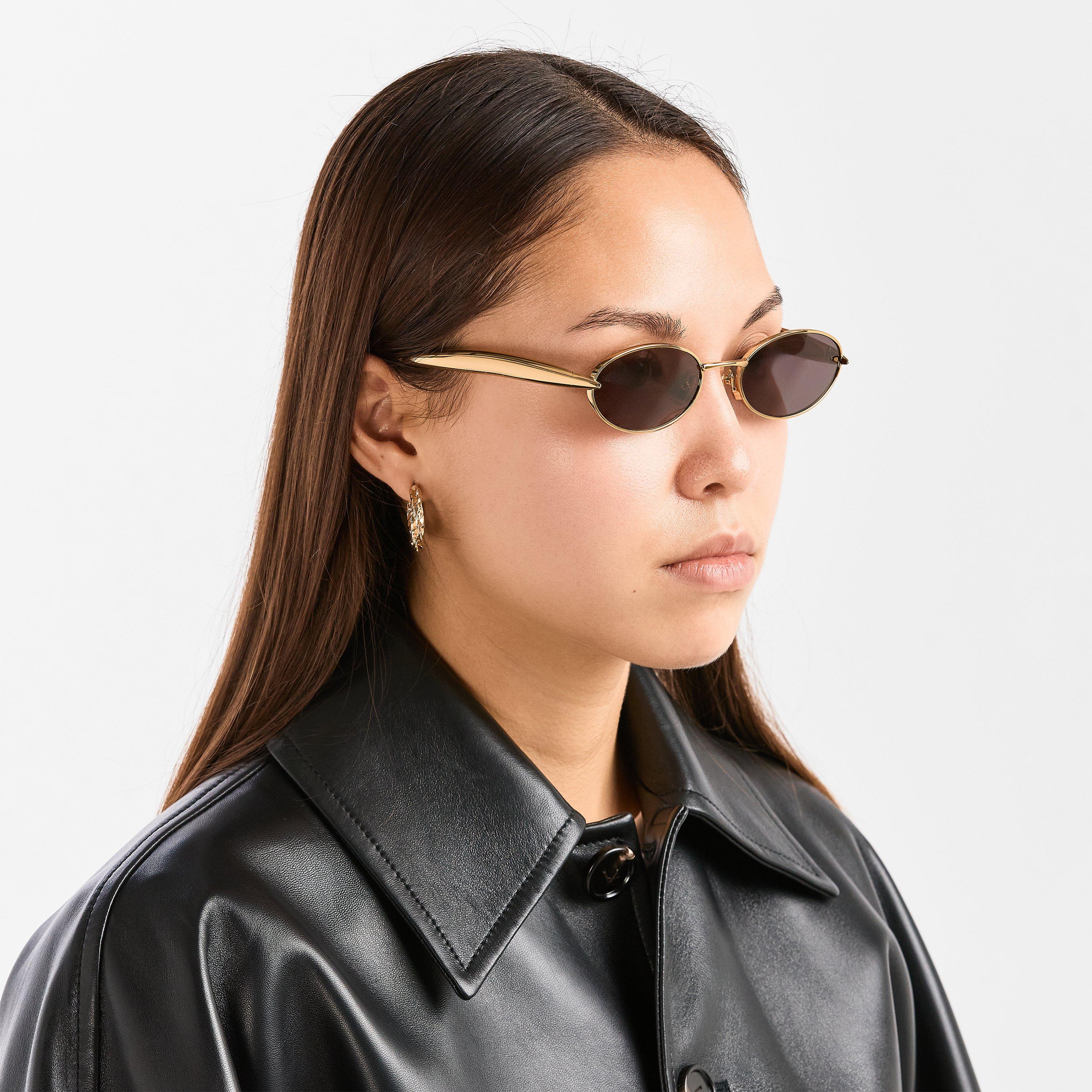 Gold/Grey - Bottega Veneta - Oval Sunglasses - 2