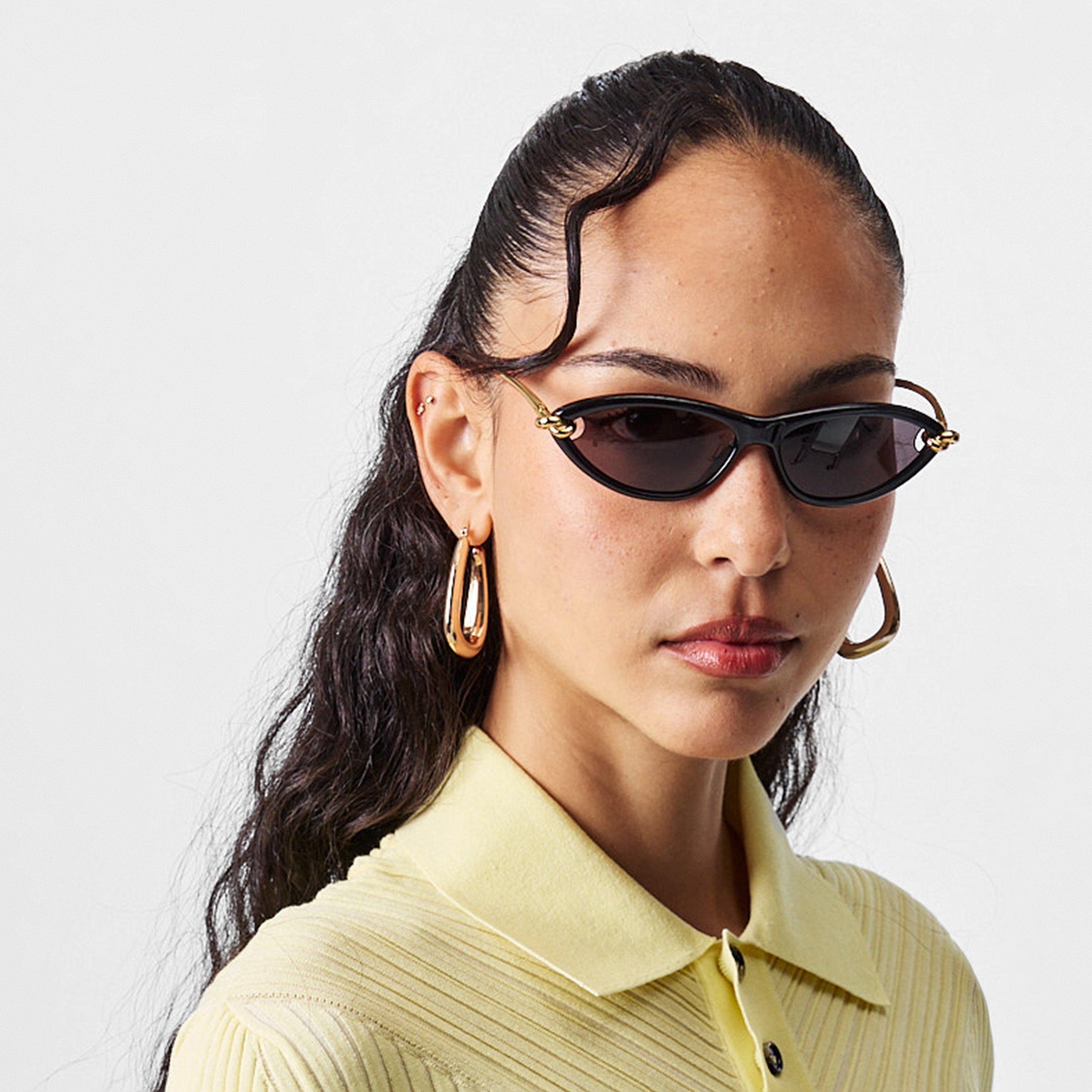 Black/Gold - Bottega Veneta - Women's Cat Eye Sunglasses - 2