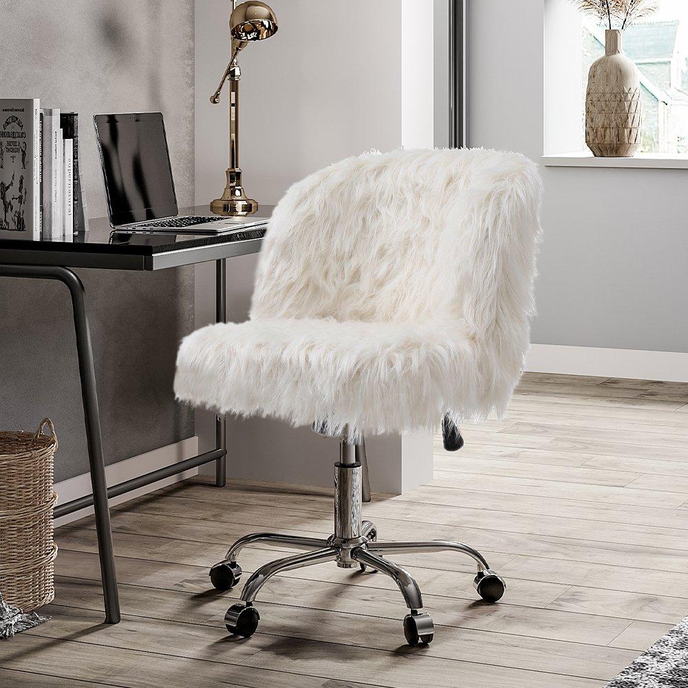 White - Kabinet UK - Plush Faux Fur Office Chair - 2