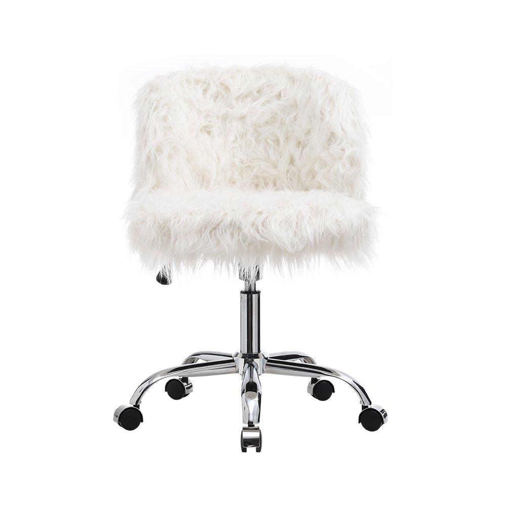 White - Kabinet UK - Plush Faux Fur Office Chair - 3