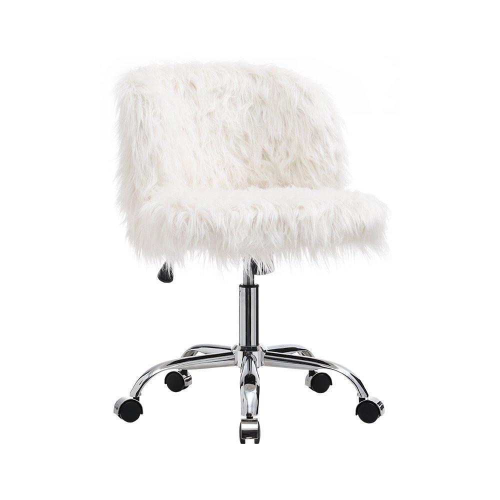 White - Kabinet UK - Plush Faux Fur Office Chair - 4