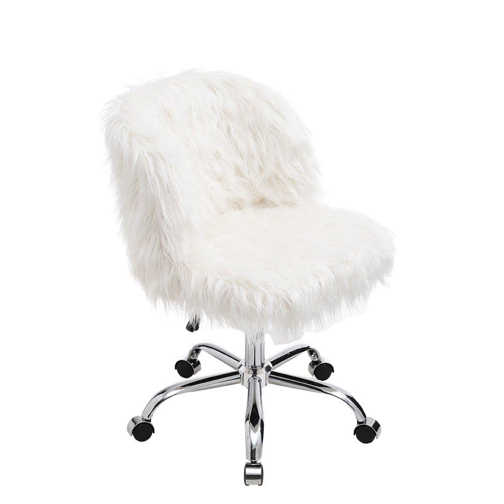 White - Kabinet UK - Plush Faux Fur Office Chair - 5