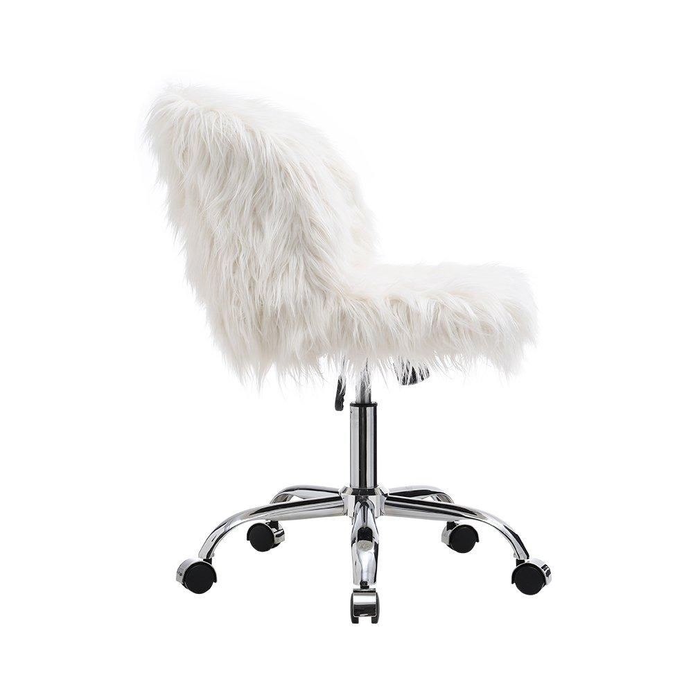 White - Kabinet UK - Plush Faux Fur Office Chair - 6