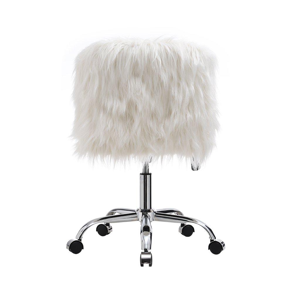 White - Kabinet UK - Plush Faux Fur Office Chair - 7