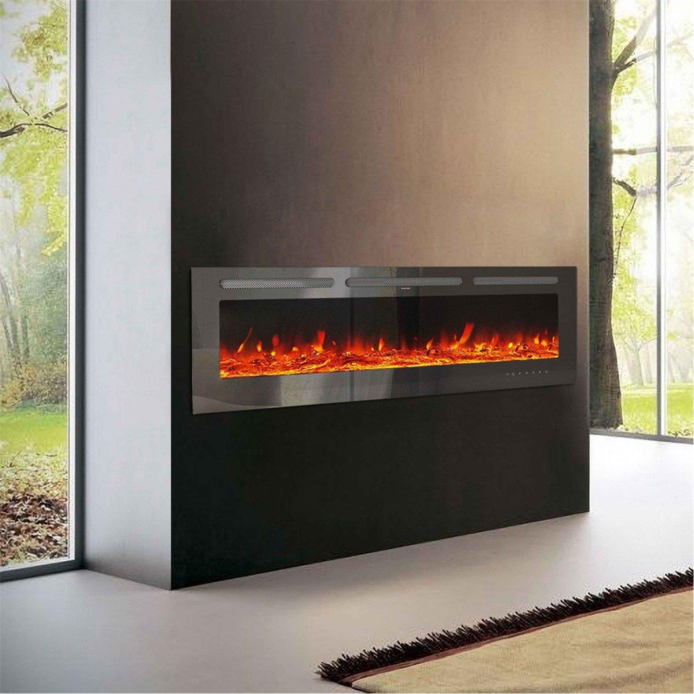 Black - Kabinet UK - 50/60 Inch Wall Mounted Electric Fireplace 1800W - 2