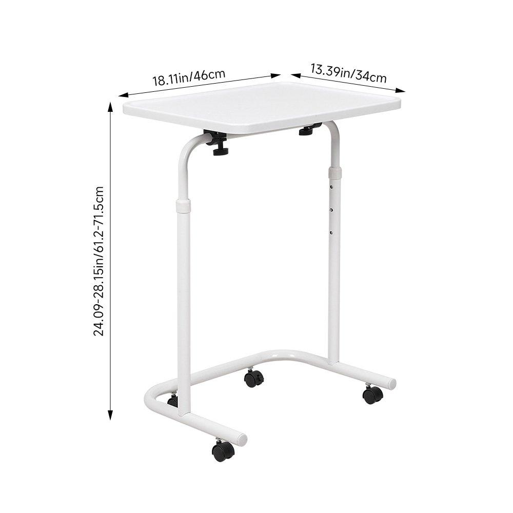 White - Kabinet UK - Height Adjustable Side Table with Wheels - 10