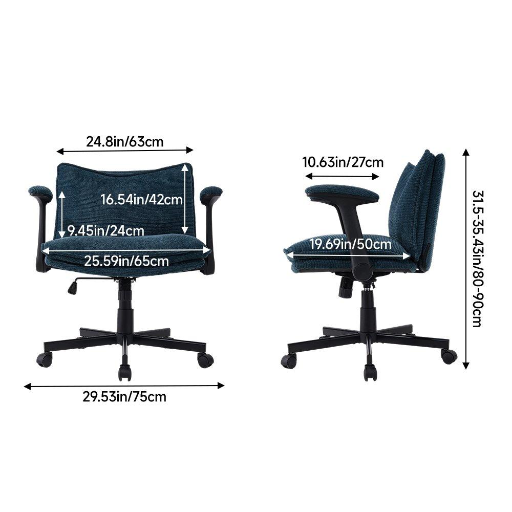 Navy Blue - Kabinet UK - Chenille Height-Adjustable Office Chair - 8