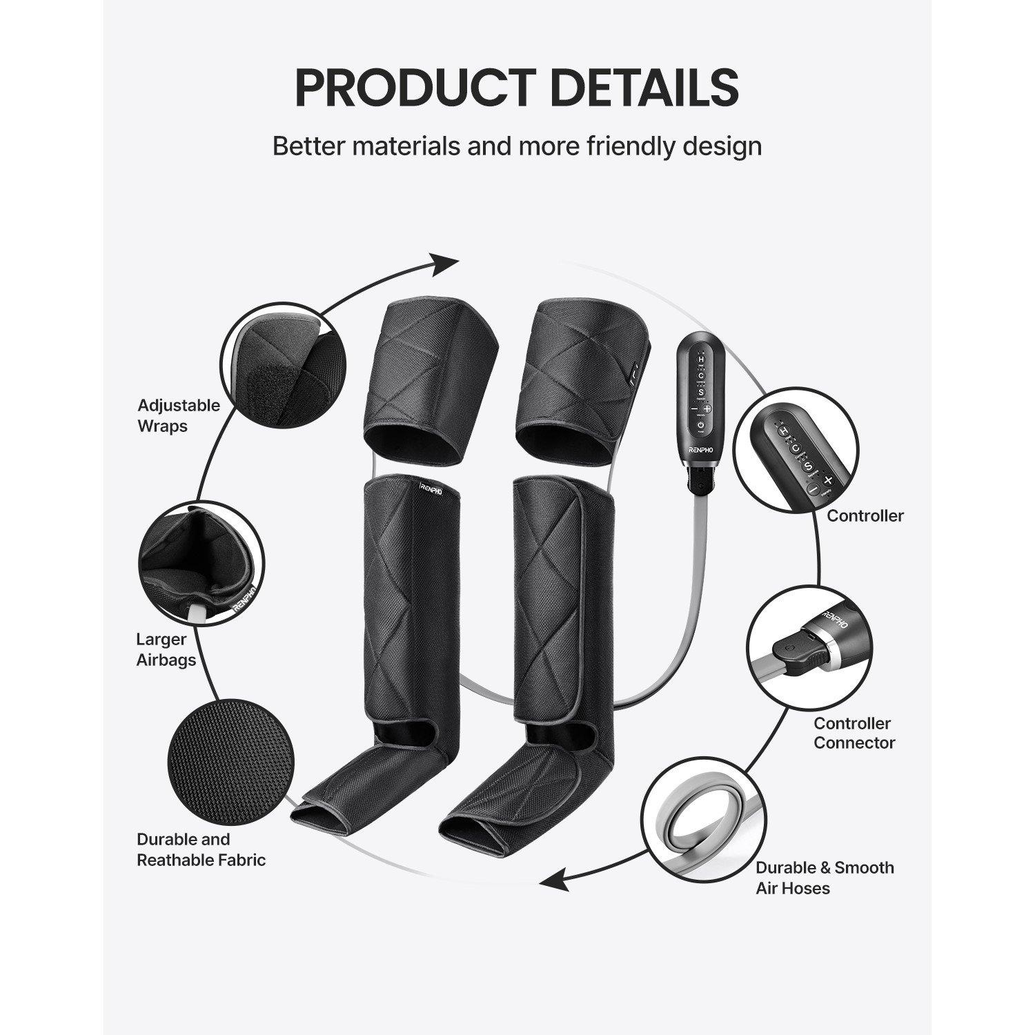 Black - Renpho - Renpho Ultimate Thermal 2 Full-Leg Air Recovery - 5