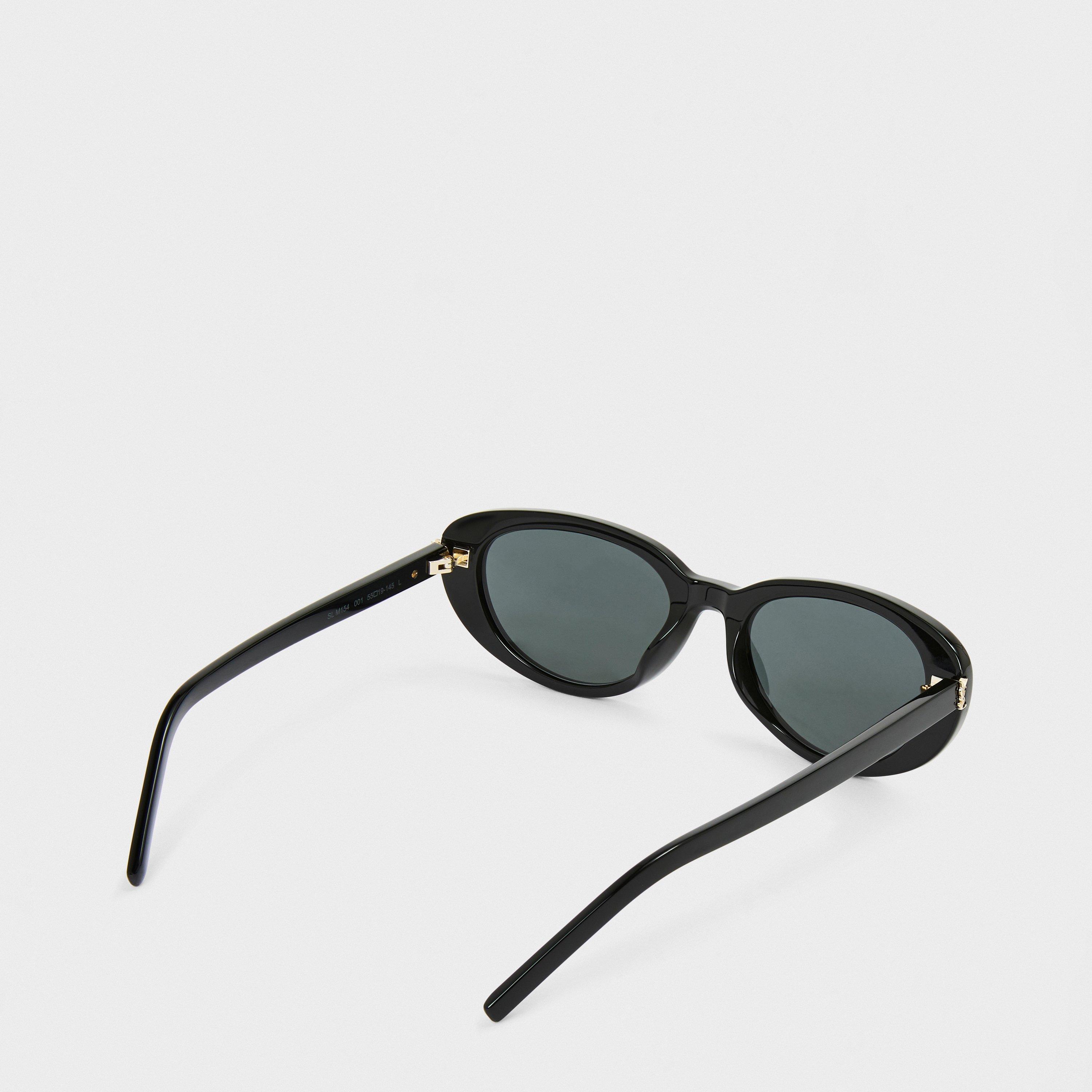 Black/Black - Saint Laurent - Women's Oval Sunglasses - 2