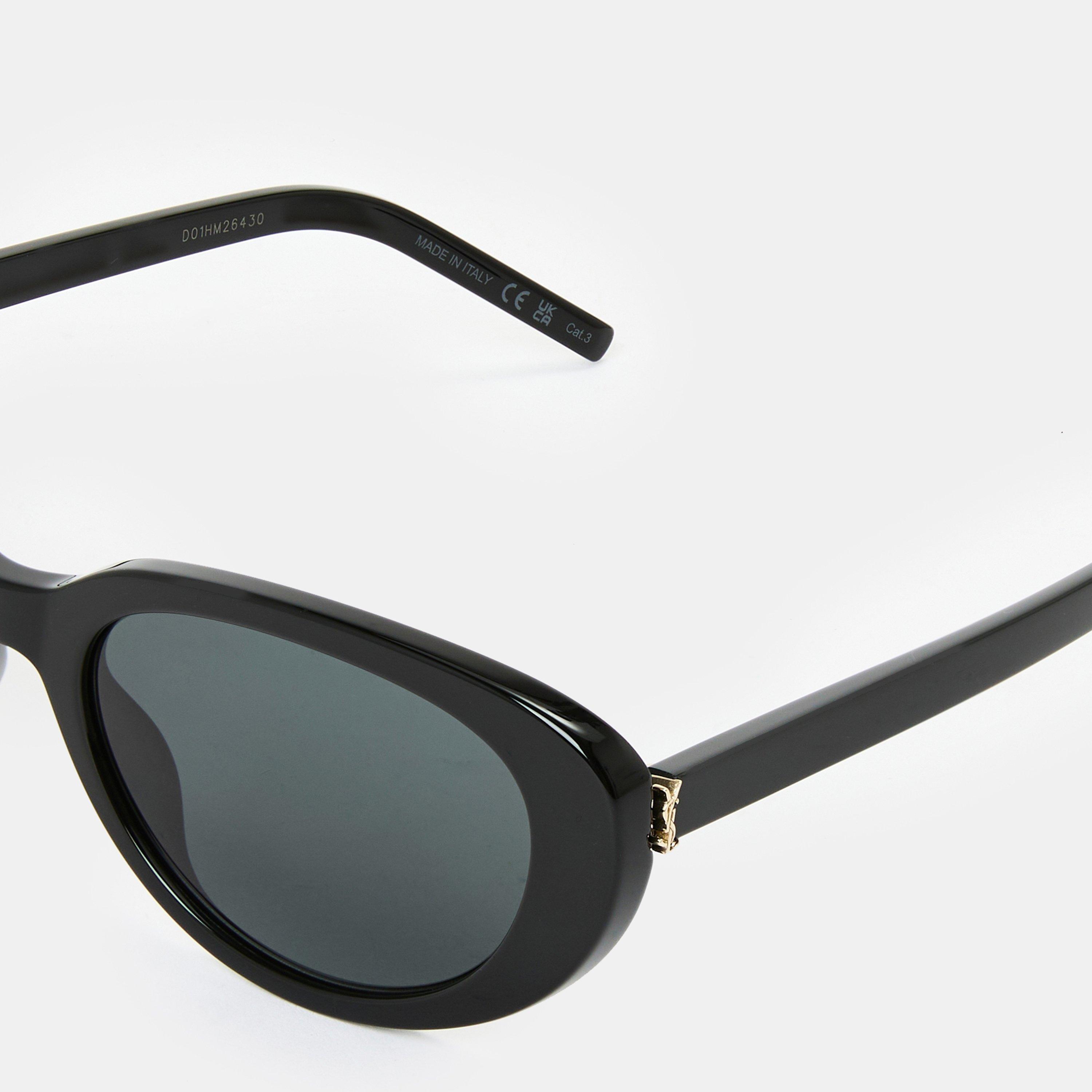 Black/Black - Saint Laurent - Women's Oval Sunglasses - 4