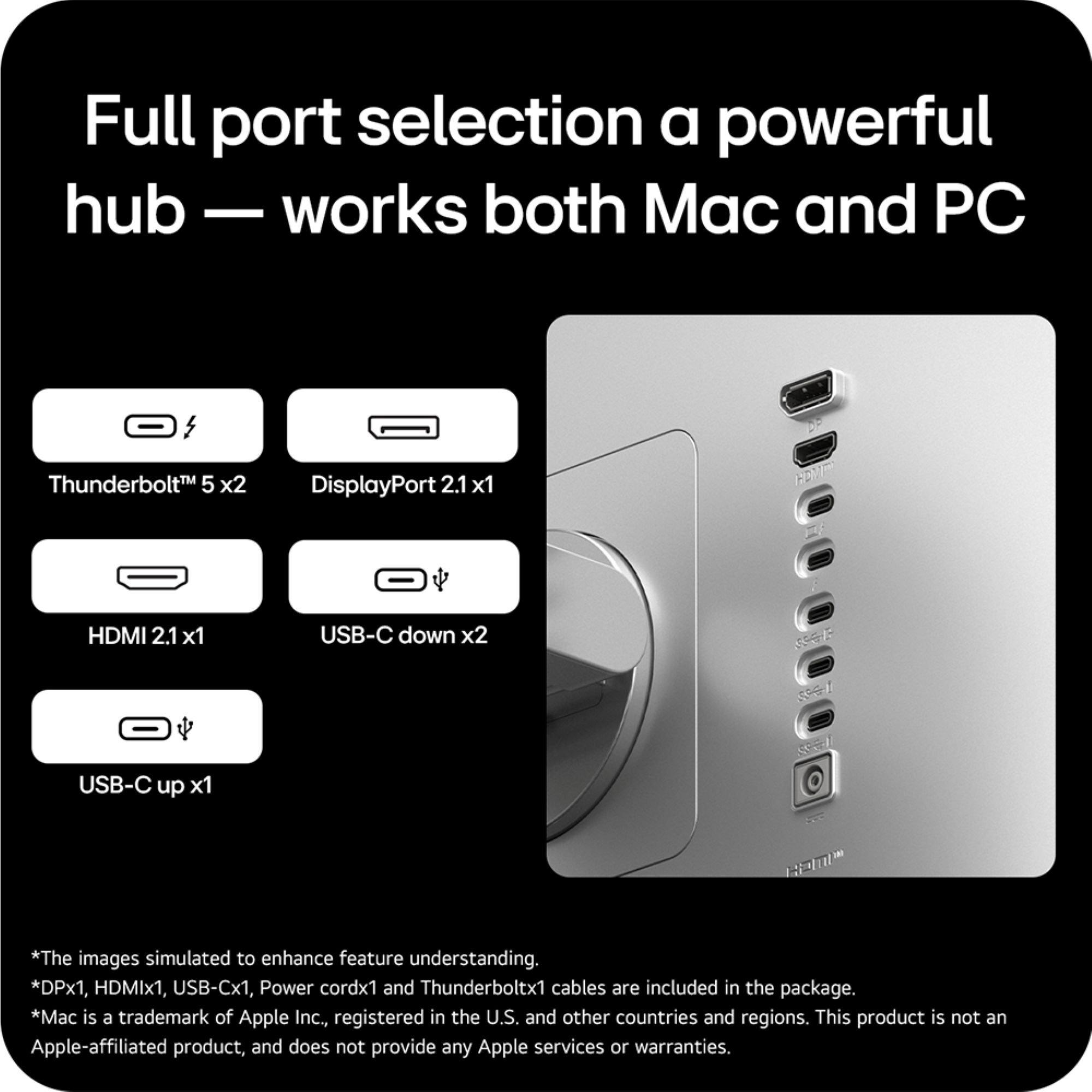 Silver - LG - LG 32U990A-S 32 Inch UltraFine 6K Nano IPS Black Thunderbolt 5 Monitor - 11