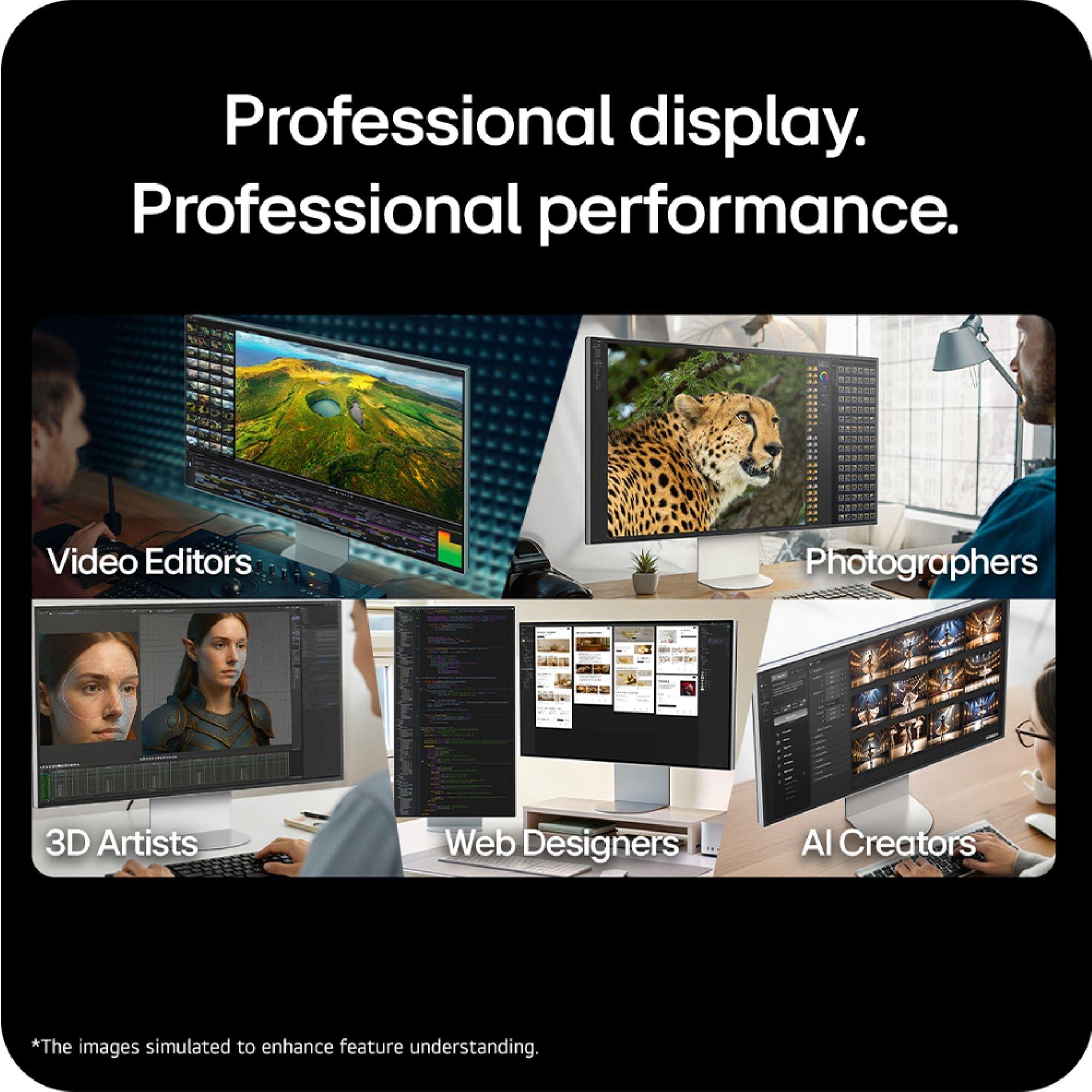 Silver - LG - LG 32U990A-S 32 Inch UltraFine 6K Nano IPS Black Thunderbolt 5 Monitor - 13