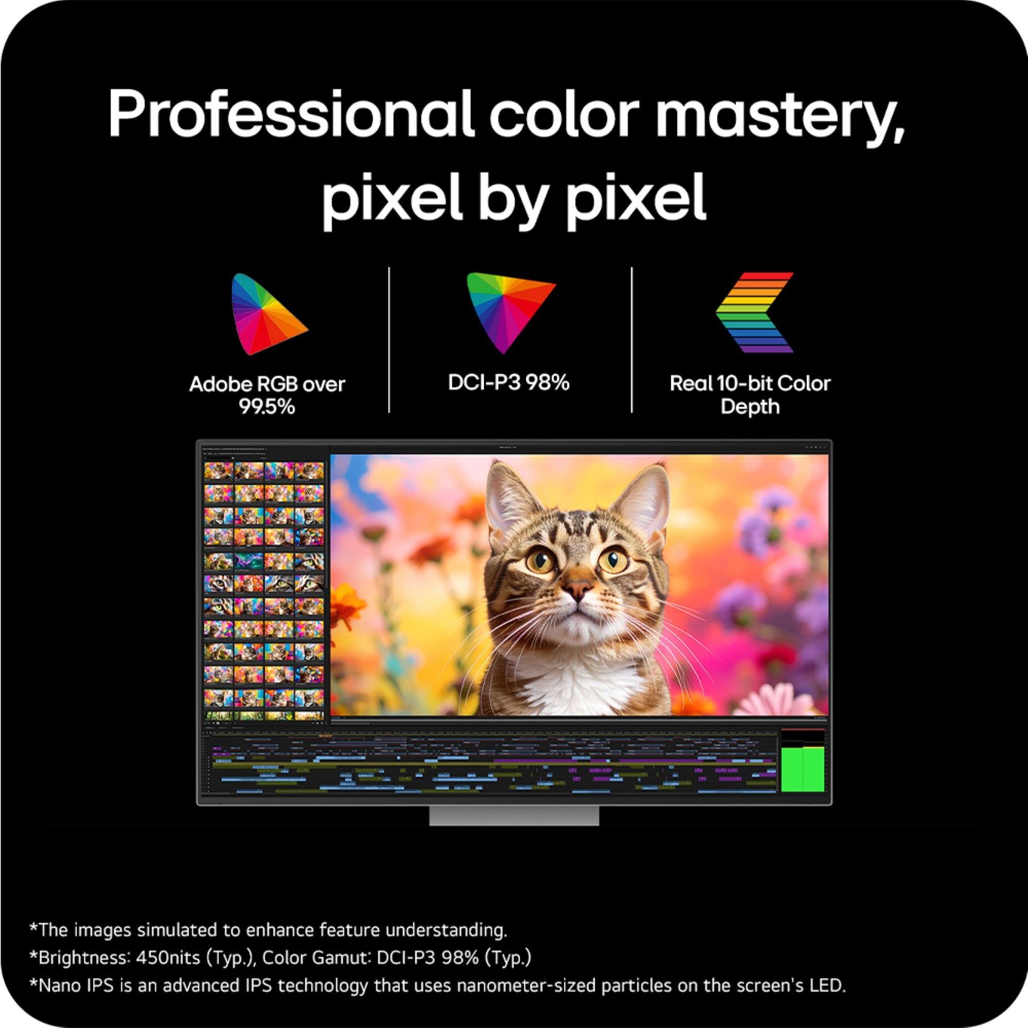 Silver - LG - LG 32U990A-S 32 Inch UltraFine 6K Nano IPS Black Thunderbolt 5 Monitor - 14