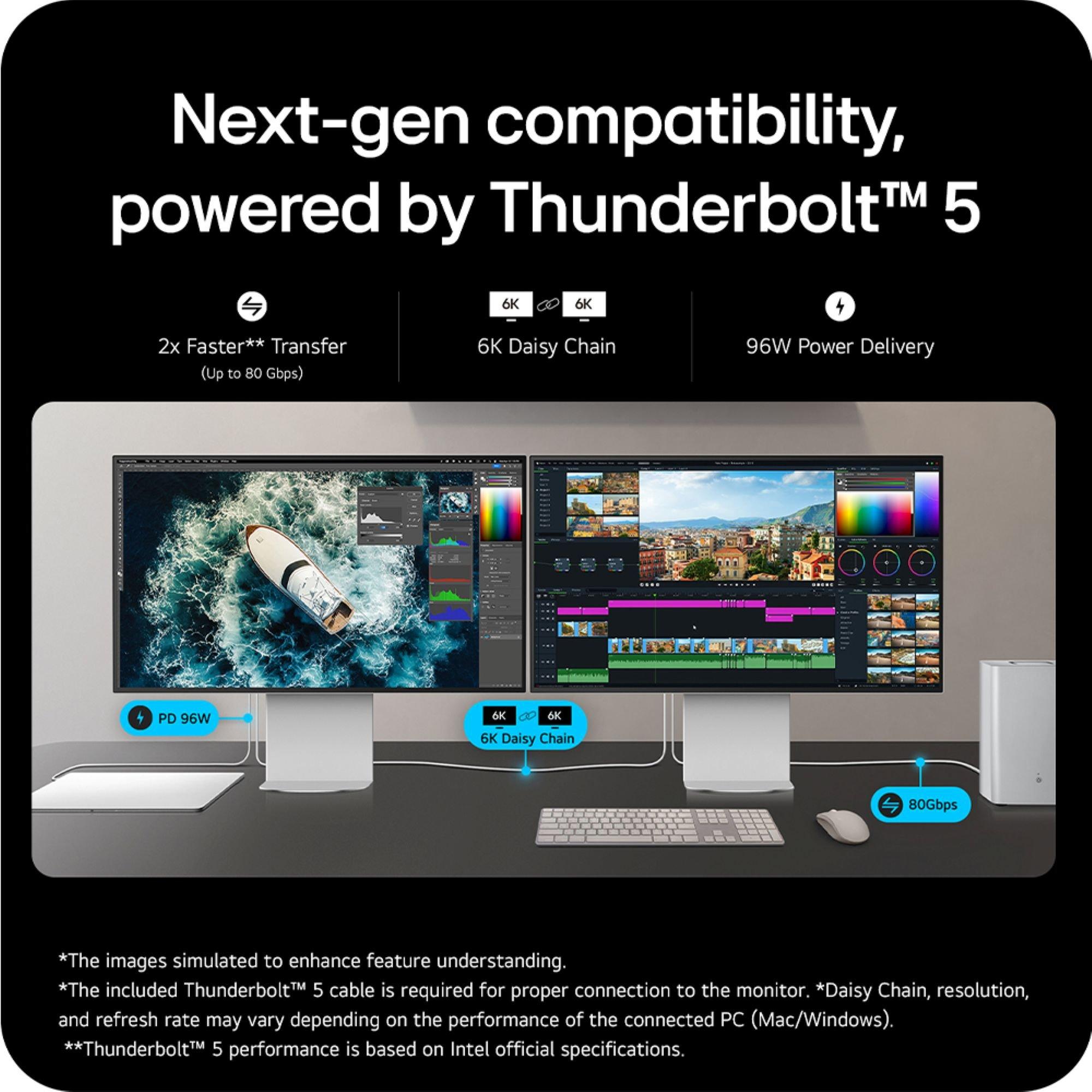 Silver - LG - LG 32U990A-S 32 Inch UltraFine 6K Nano IPS Black Thunderbolt 5 Monitor - 10